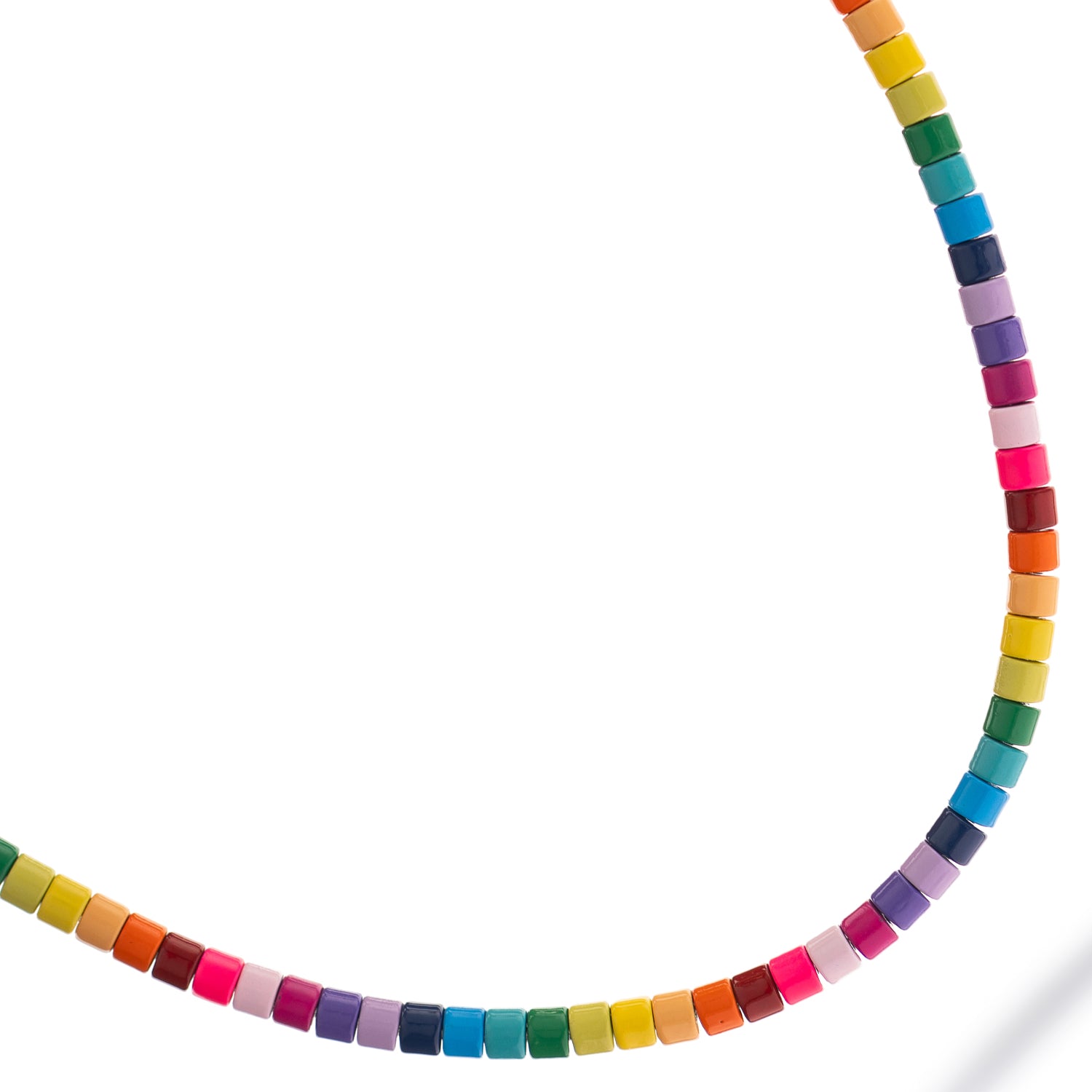 Boho-chic necklace with vibrant ceramic beads on durable string