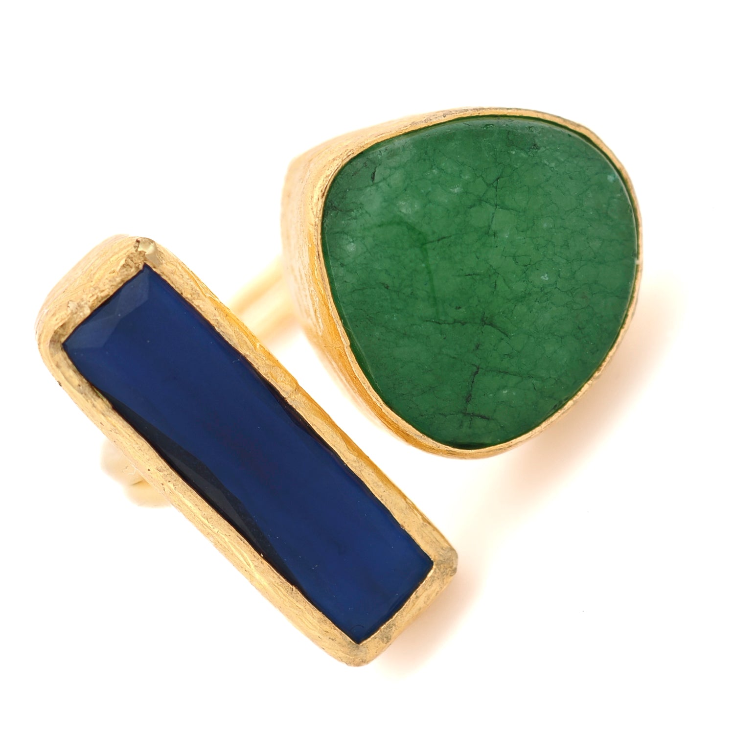 Adjustable gemstone ring with regal sapphire and emerald for daily empowerment

