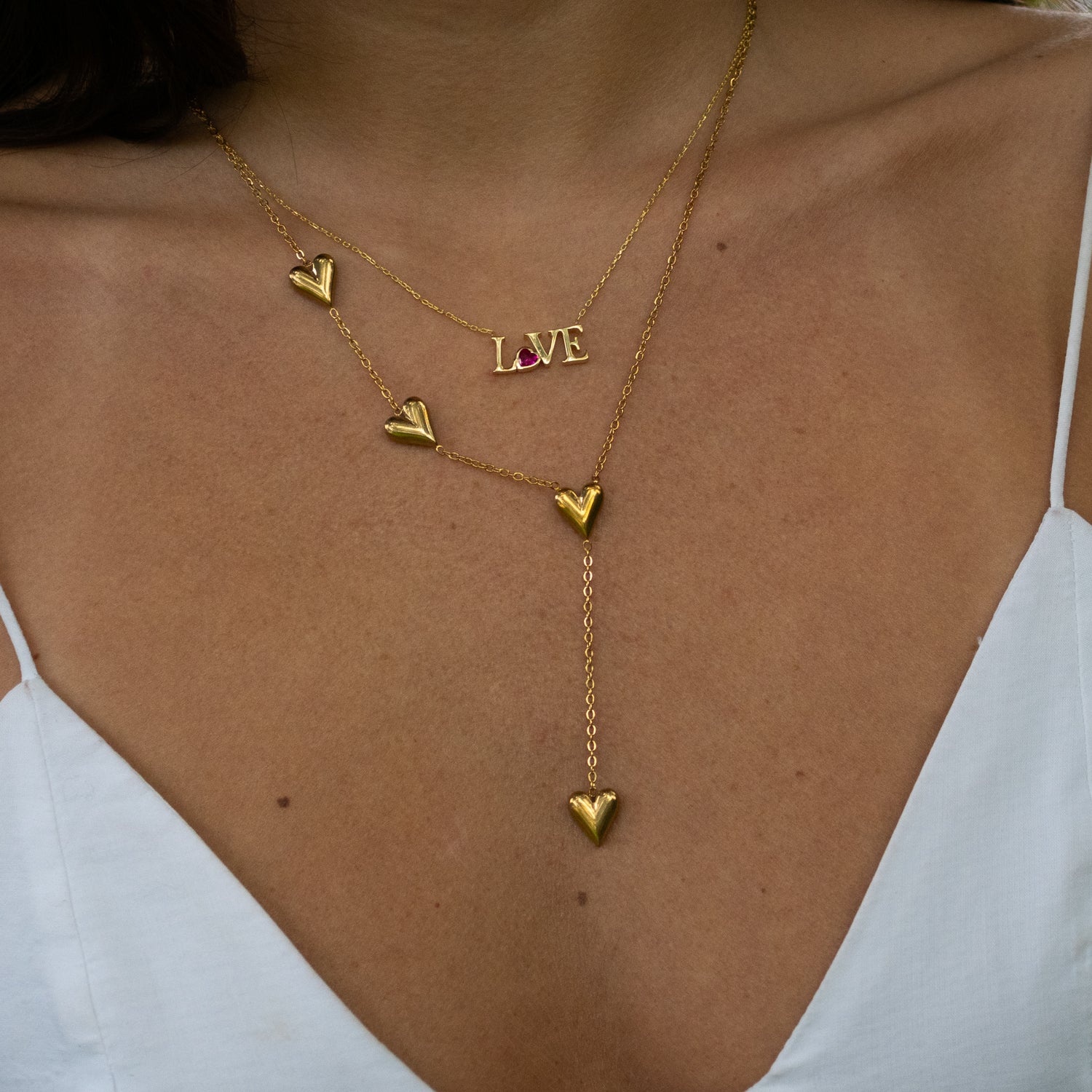 Ruby Love Letter Gold Necklace