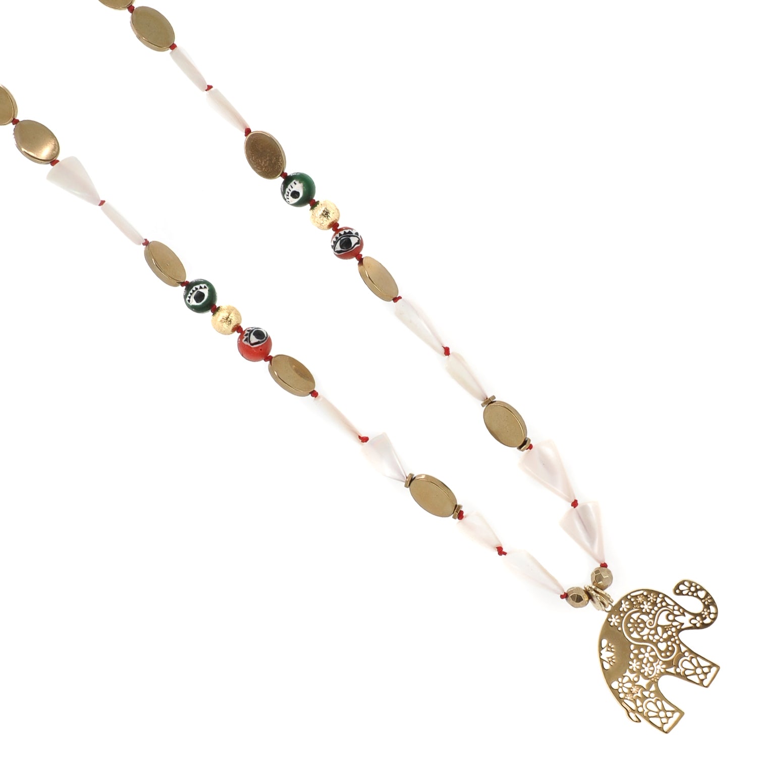 Sacred Elephant Talisman Beaded Necklace