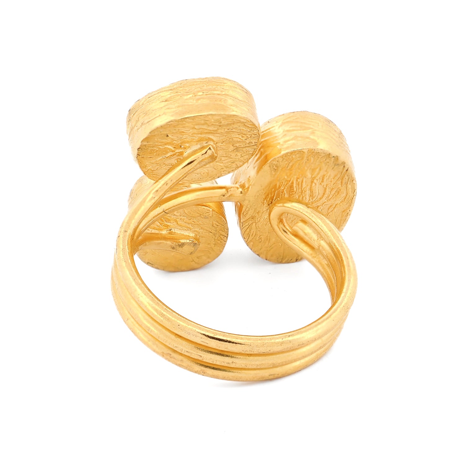 Adjustable artisan ring with triple gemstone design for feminine strength and harmony

