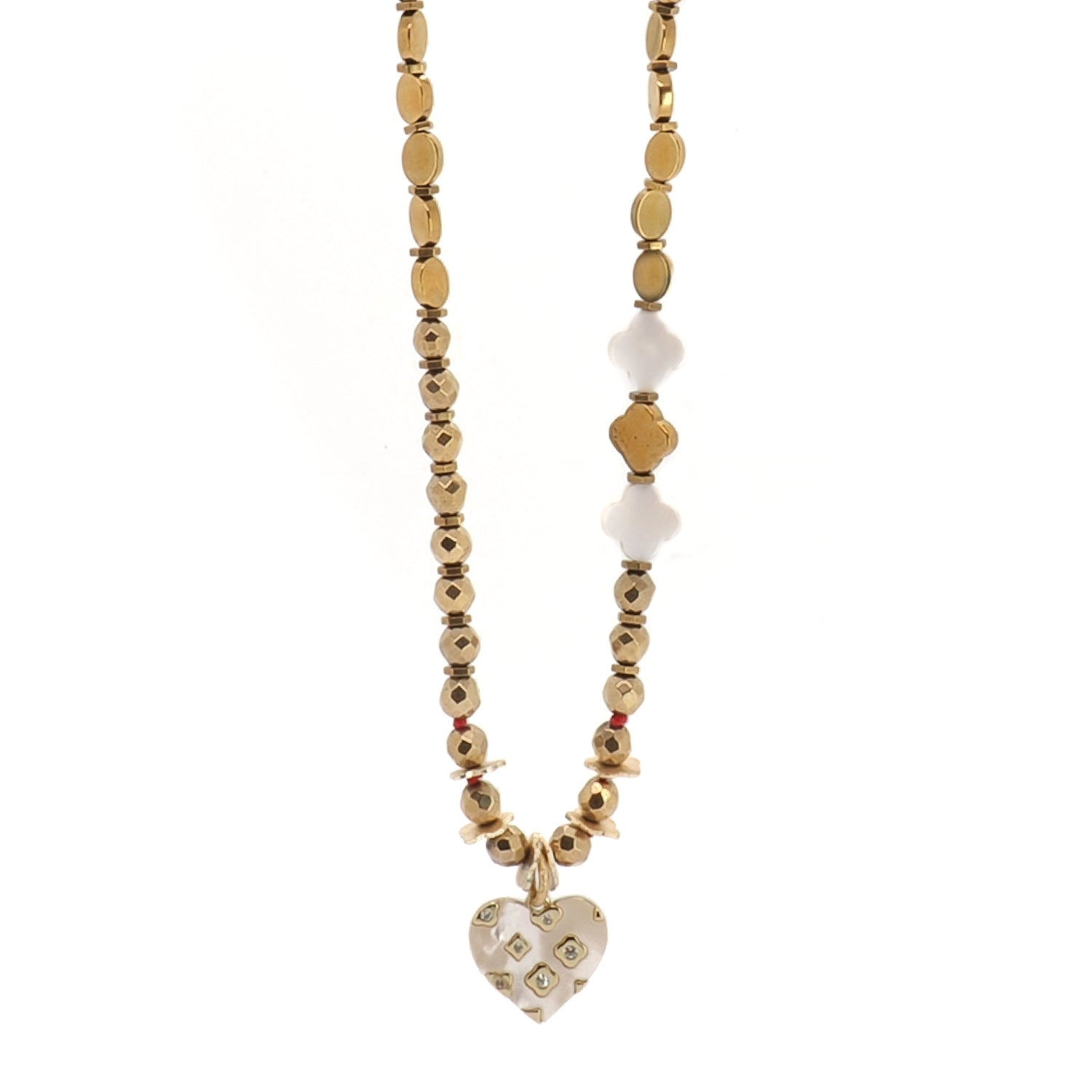 Sacred Heart Mother of Pearl Long Necklace