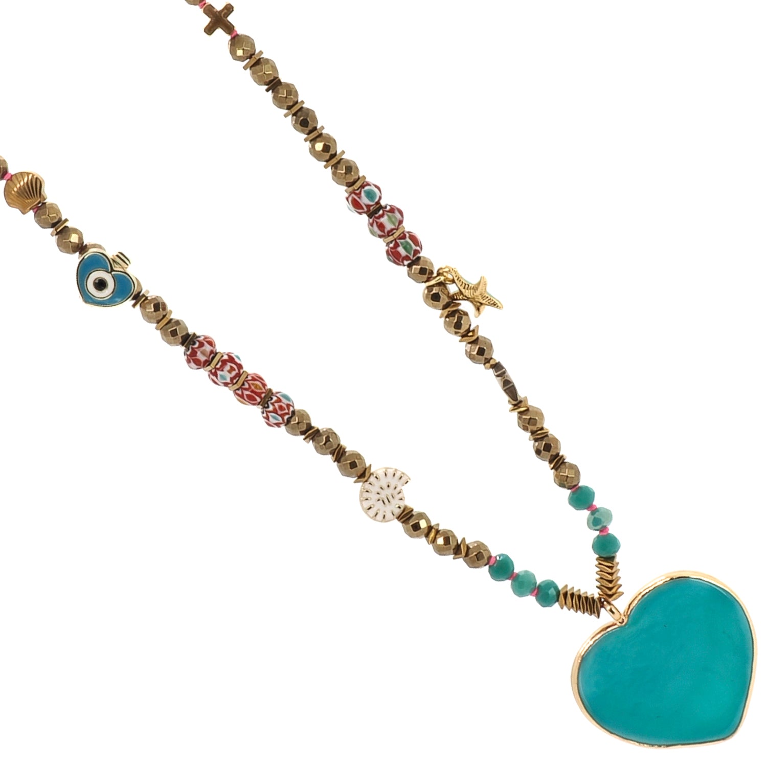Salt &amp; Sun Heart Beaded Summer Necklace