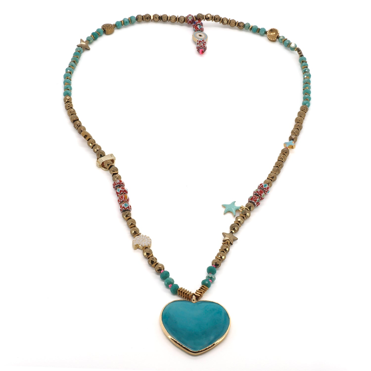 Salt &amp; Sun Heart Beaded Summer Necklace