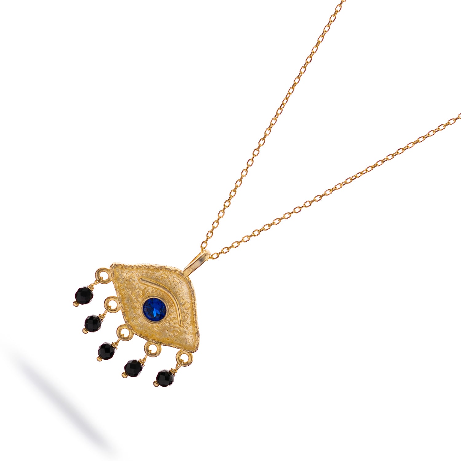 Sapphire Eye Horizon Onyx Gold Necklace