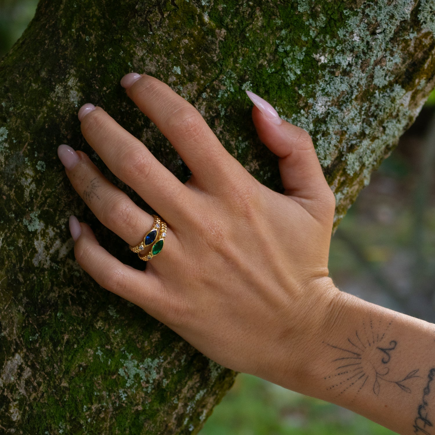 Sapphire Teardrop Gemstone Adjustable Gold Ring