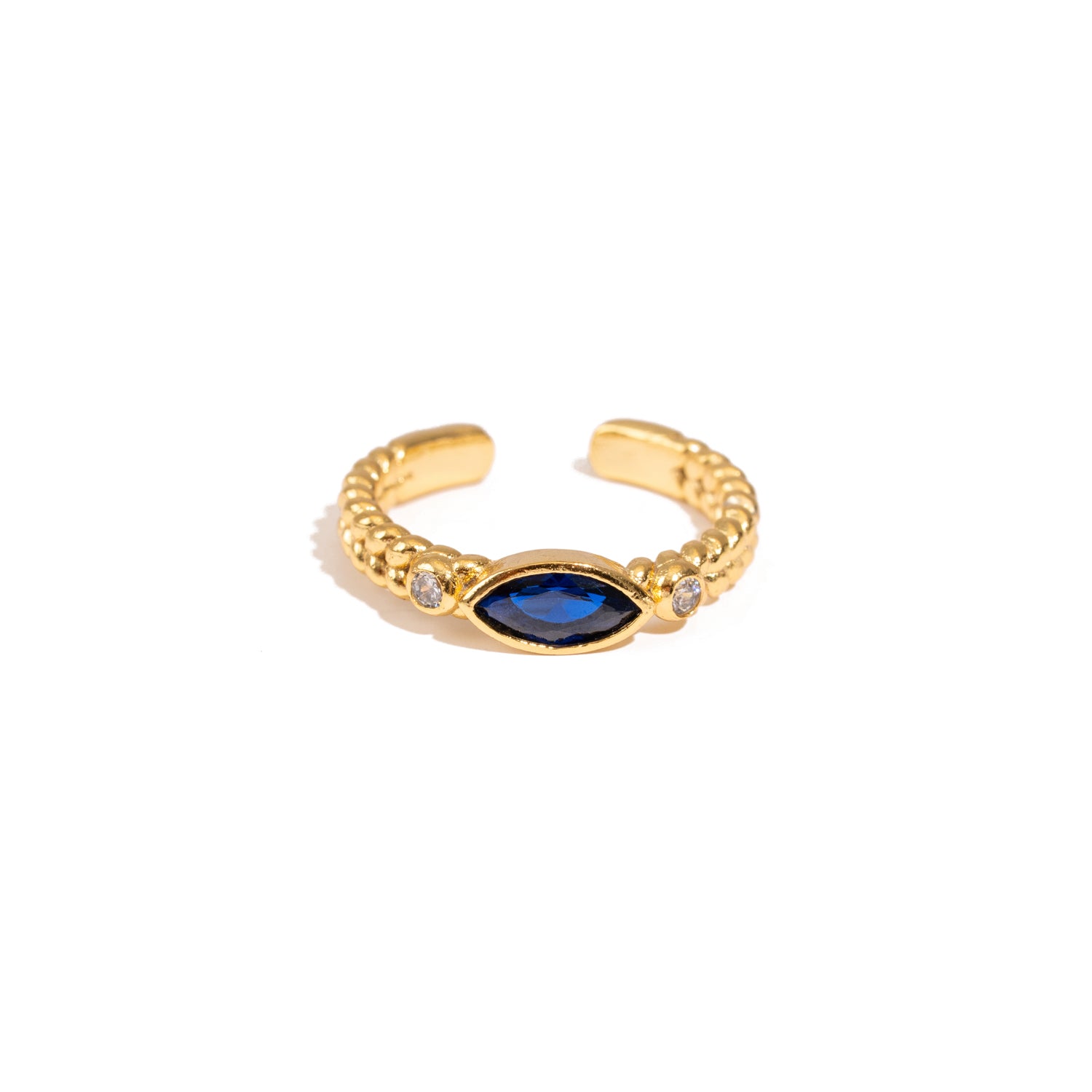 Sapphire Teardrop Gemstone Adjustable Gold Ring