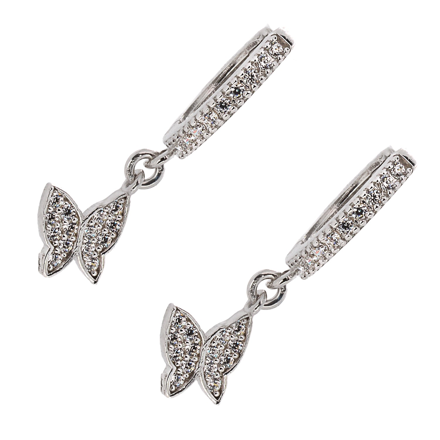 Dazzling Silver Sparkly Butterfly Earrings crafted with meticulous attention to detail