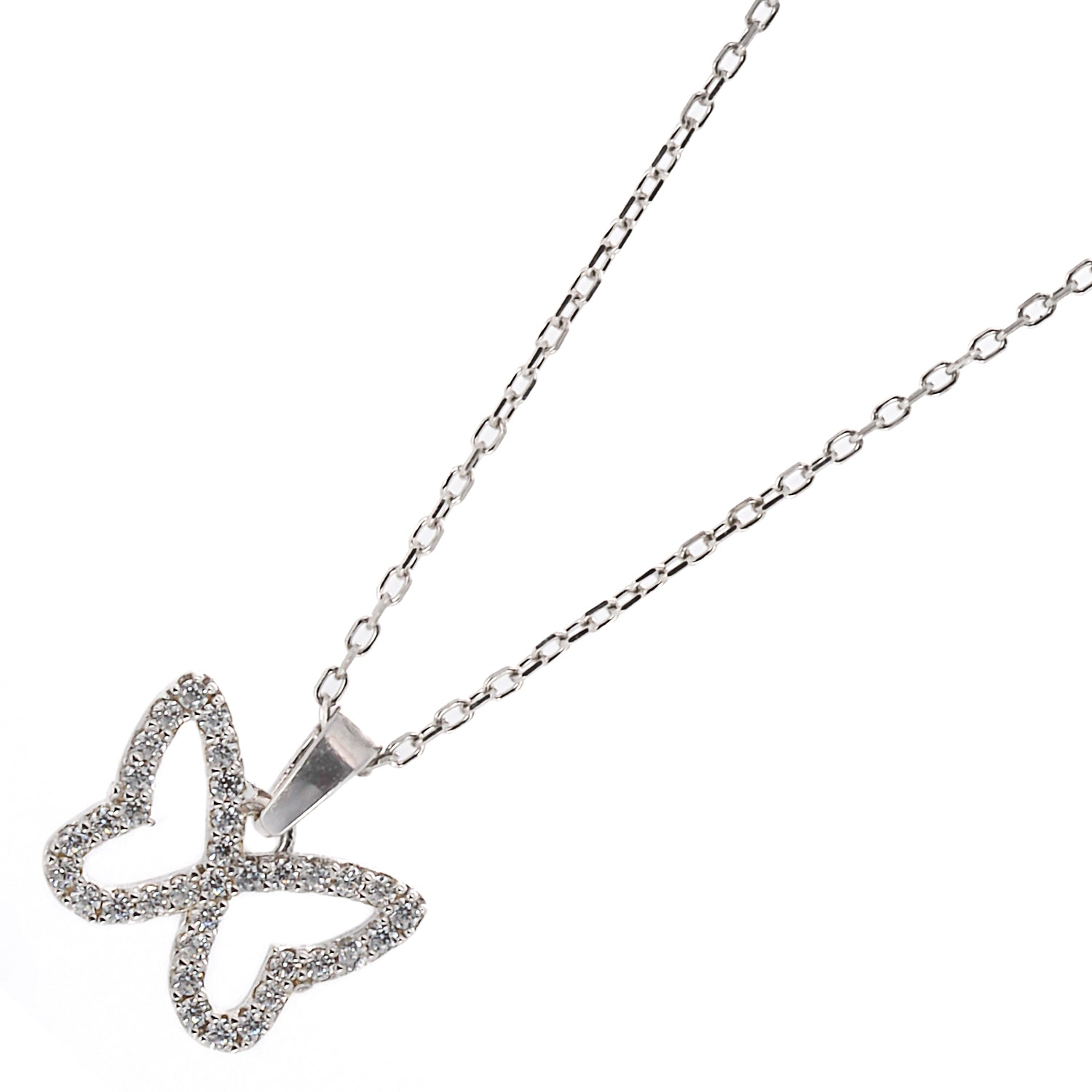 The Silver Sparkly Butterfly Necklace, a harmonious blend of elegance and grace.