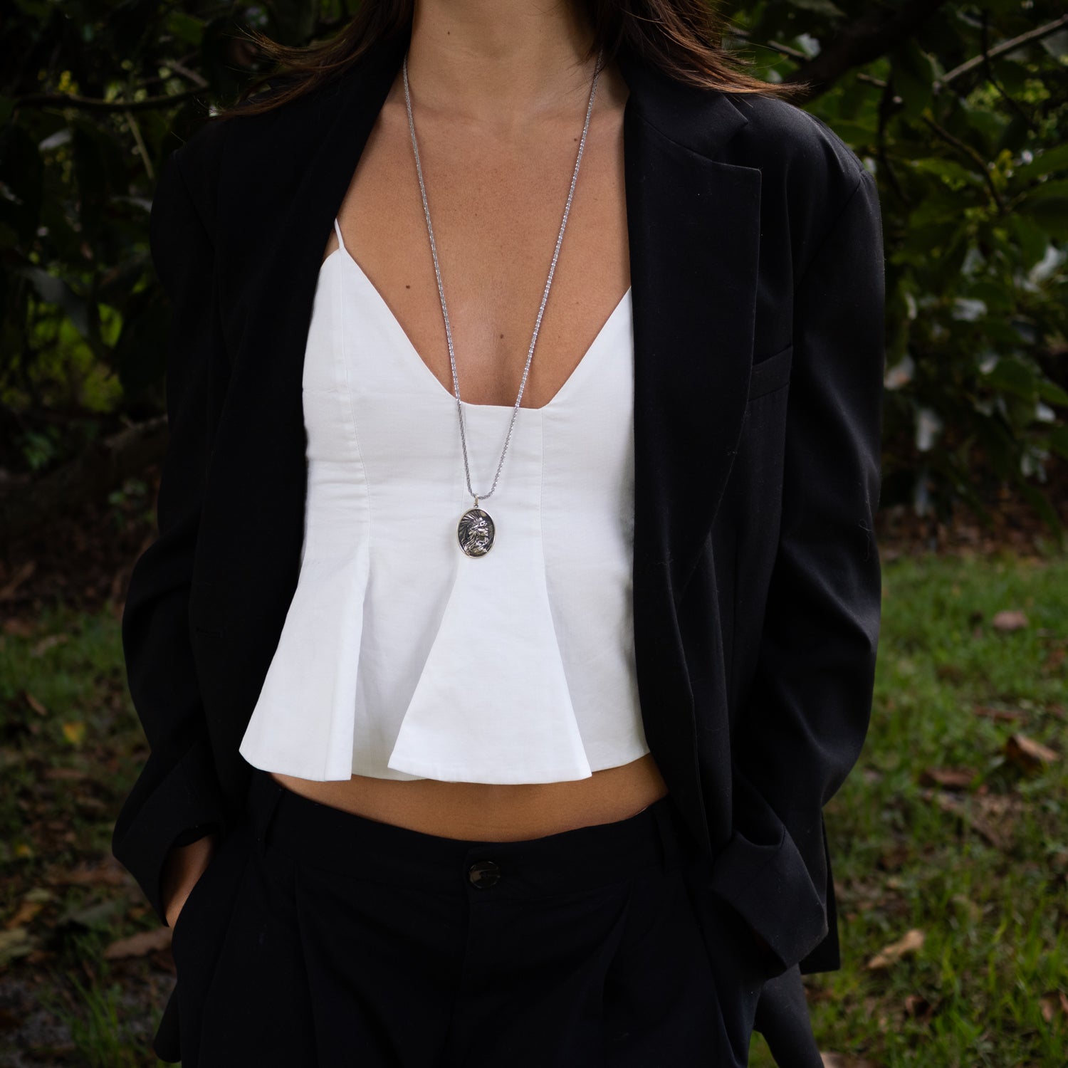 Silver Warrior Goddess Medallion Necklace