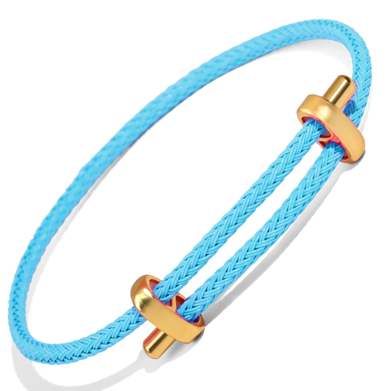 Blue rope bracelet with 18k gold-plated stainless steel ends