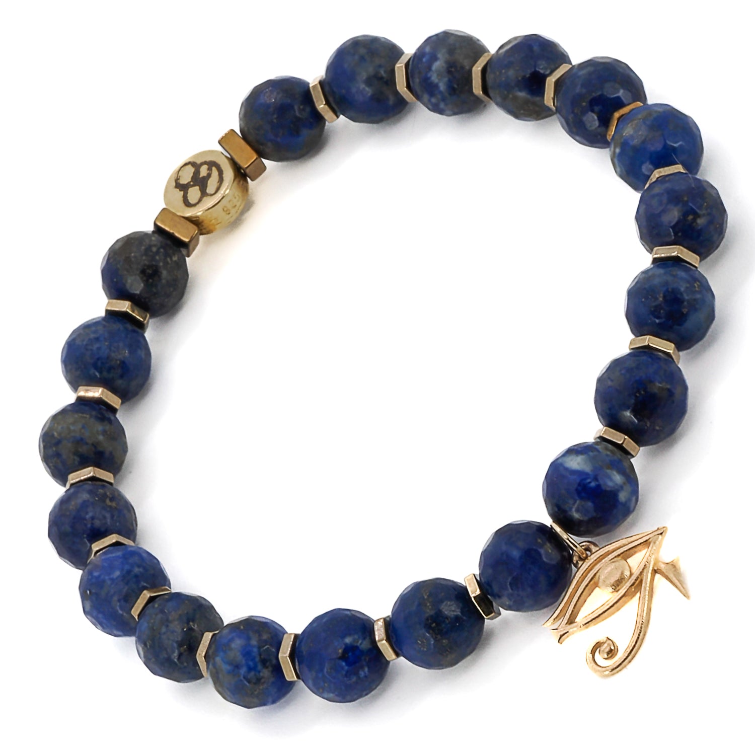 The Solid Gold Eye of Ra Spiritual Beaded Bracelet combines the elegance of solid gold with the spiritual properties of lapis lazuli, creating a truly exceptional accessory.