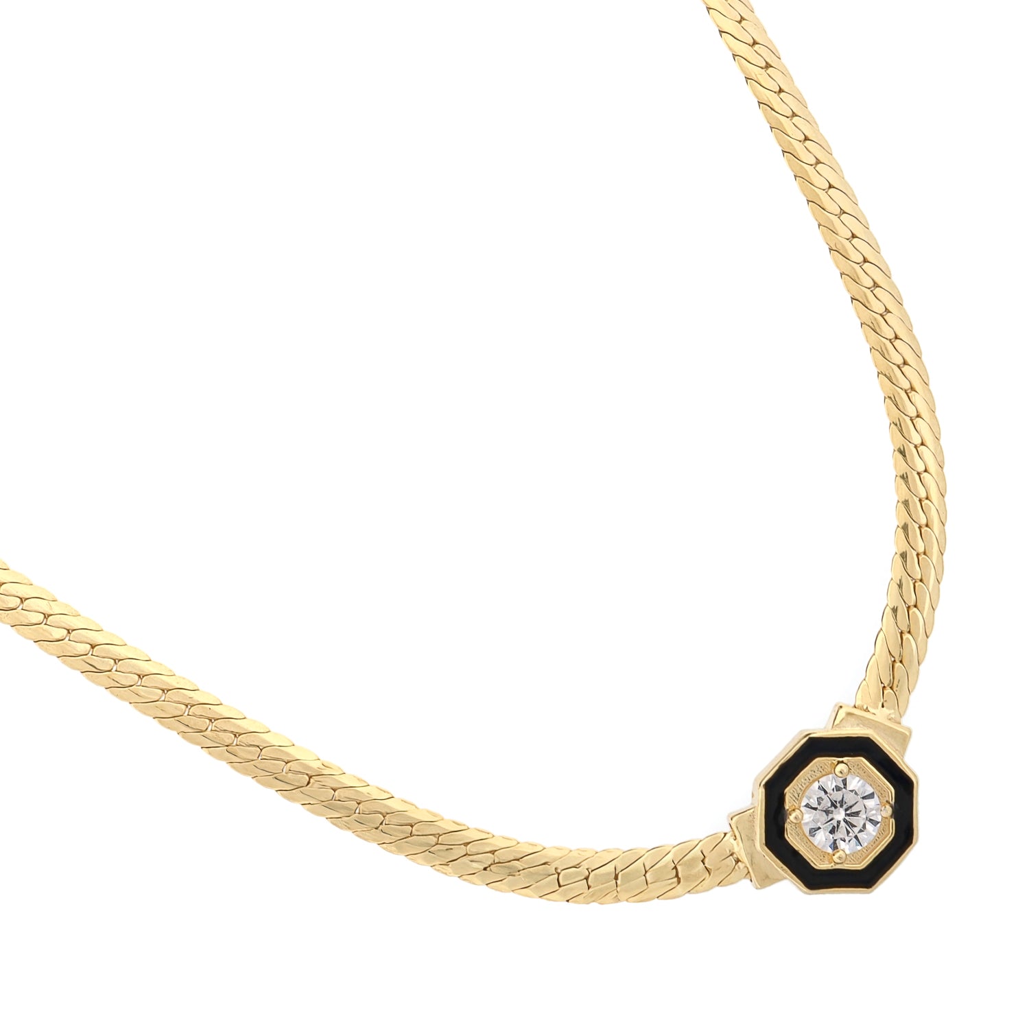 Elegant CZ diamond choker necklace with timeless gold setting for everyday wear

