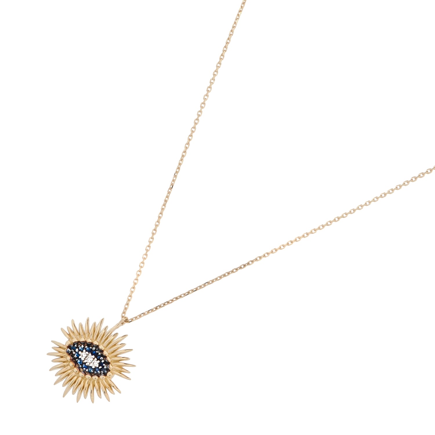 Spiritual Guardian Evil Eye Diamond Sapphire Gold Necklace