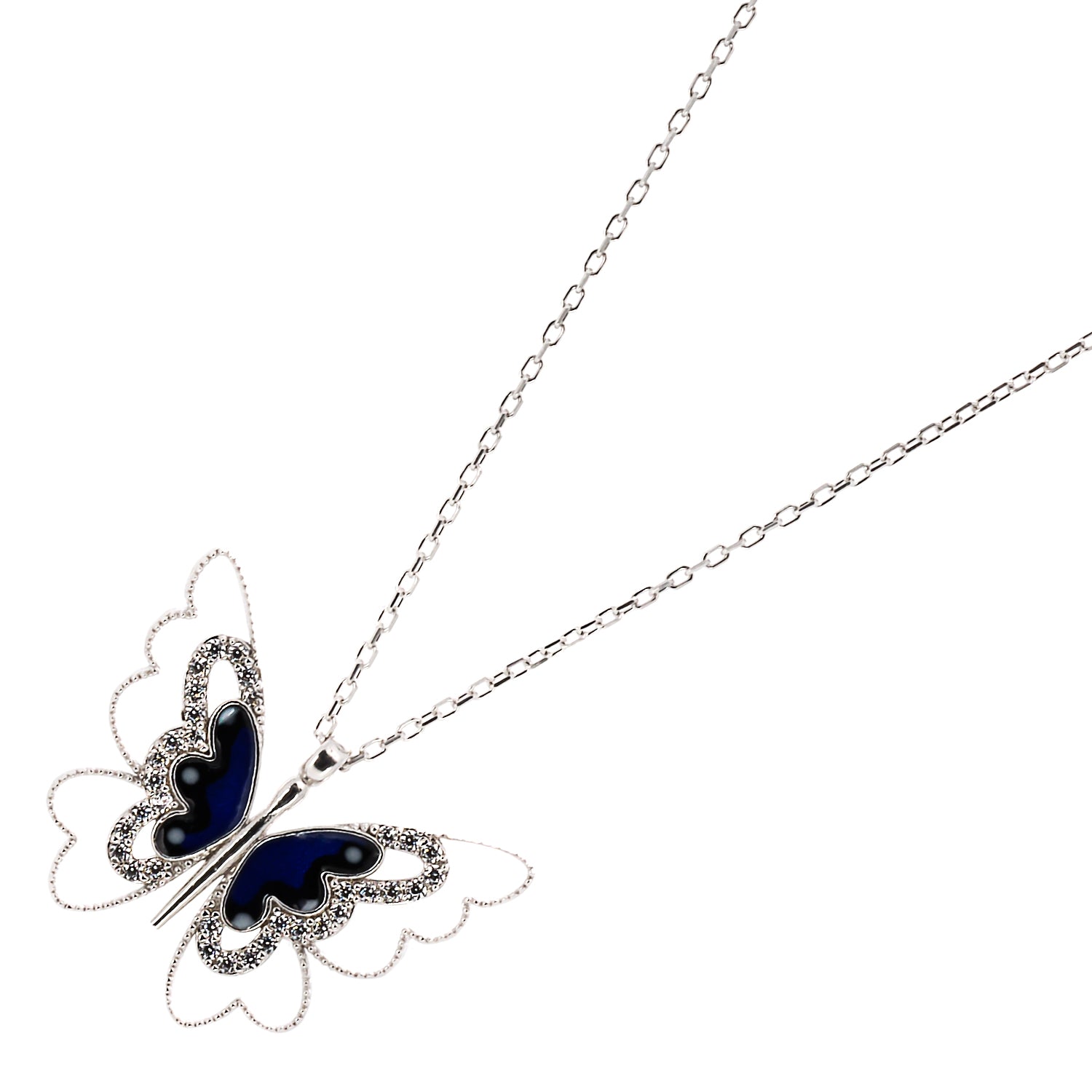 Spiritual Transformation Blue Butterfly Necklace, a stunning and symbolic piece of handmade jewelry that represents spiritual growth and embracing one&#39;s true self.