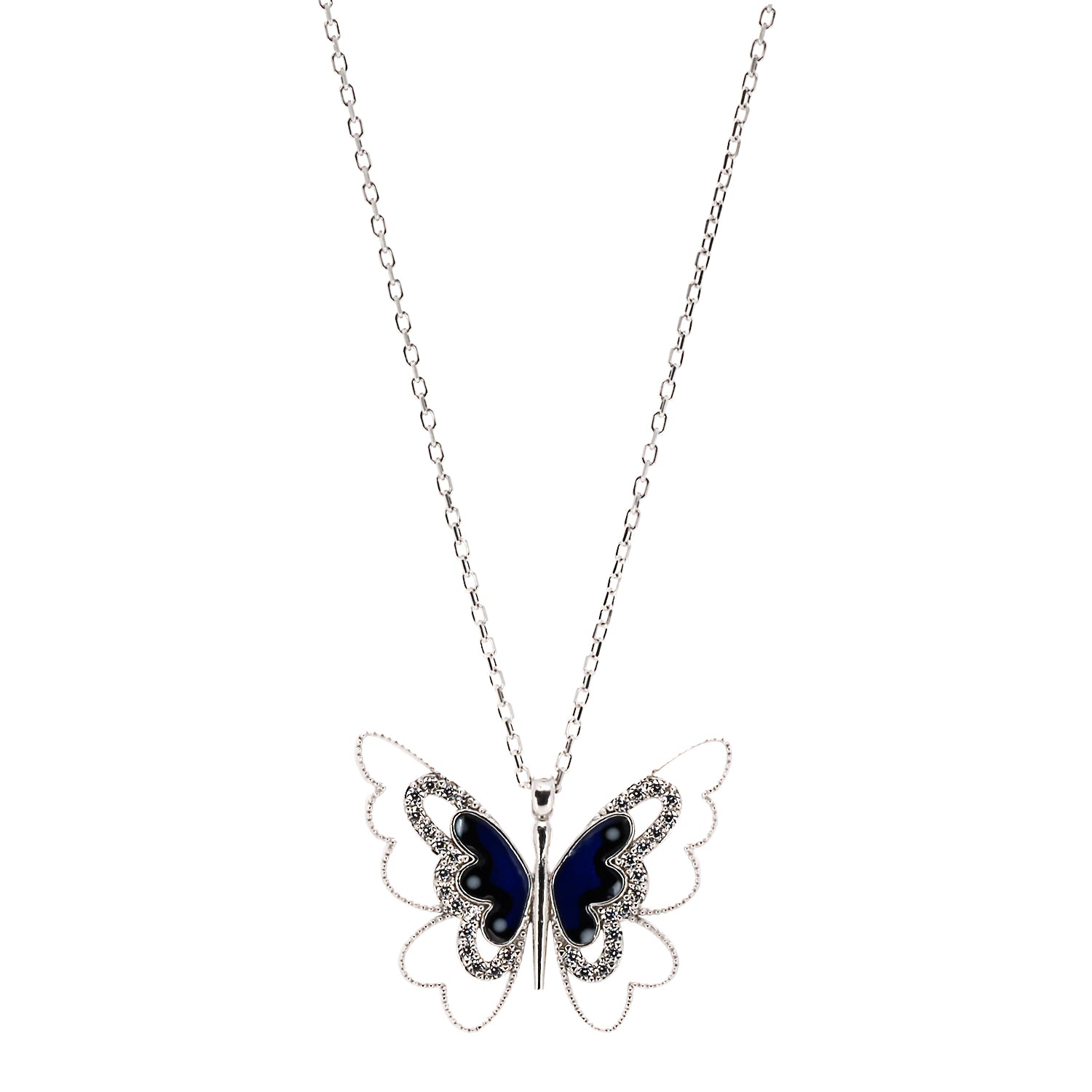 Spiritual Transformation Blue Butterfly Necklace, a symbol of personal growth and transformation, handcrafted with care and attention to detail.
