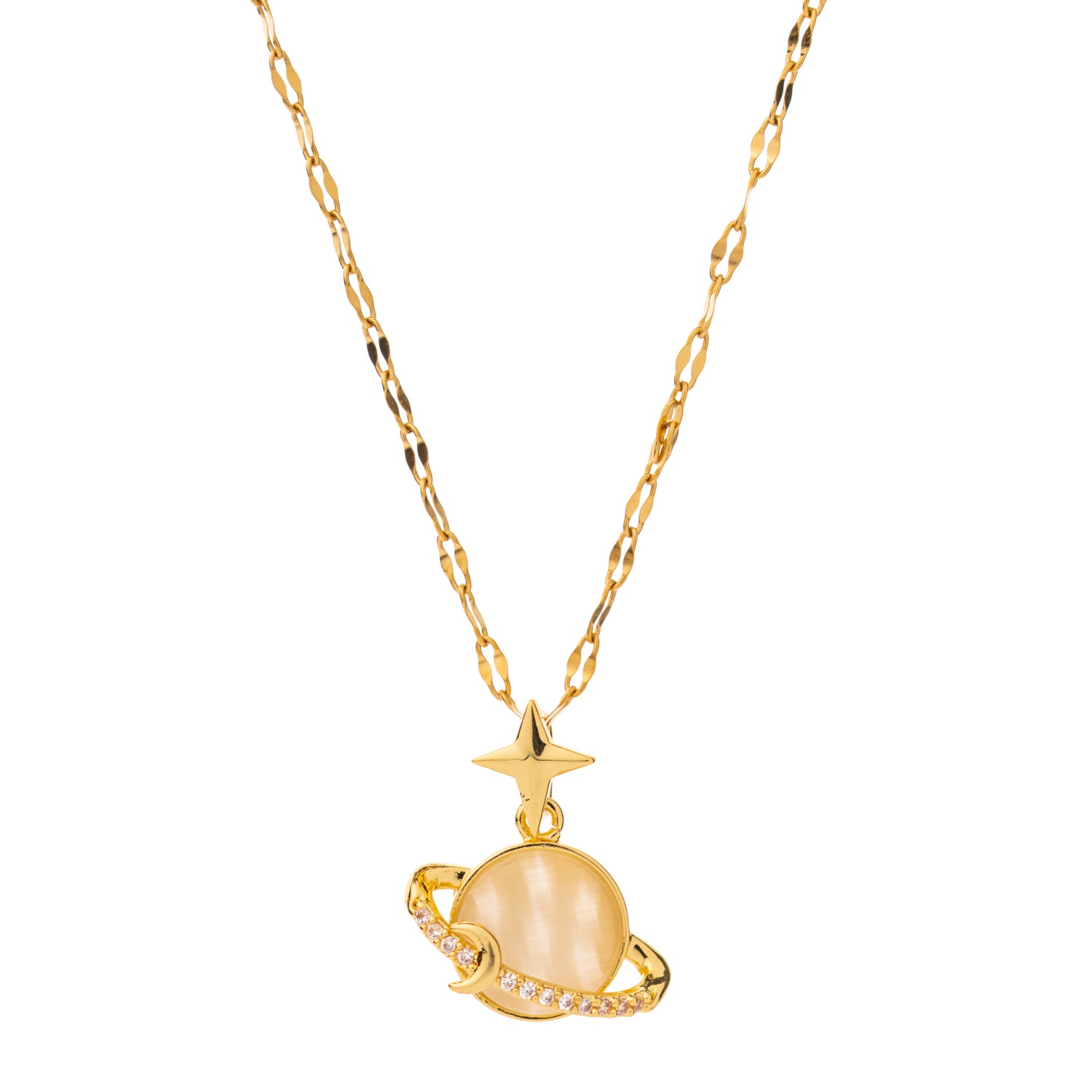 Starlight Planet Gold Pendant Necklace – EBRU JEWELRY