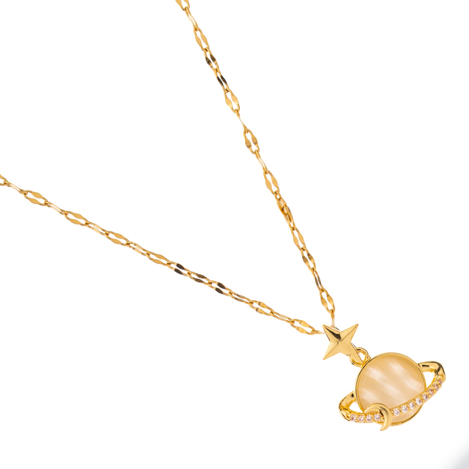 Starlight Planet Gold Pendant Necklace