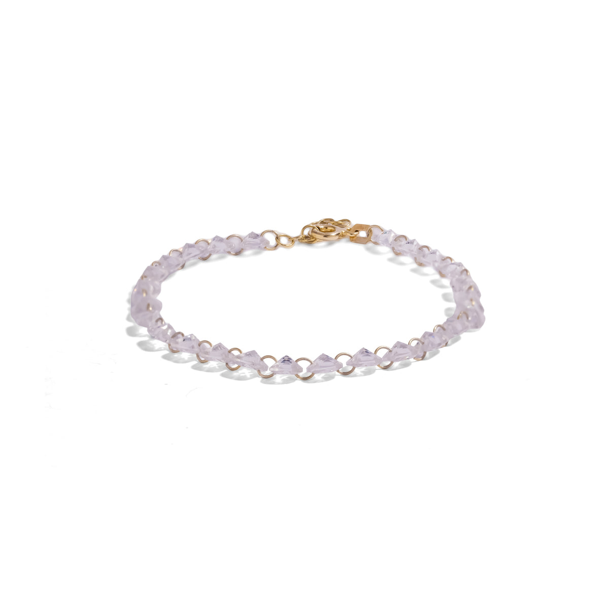 Starlight Trillion Cut Zircon Gold Tennis Bracelet on white, front view