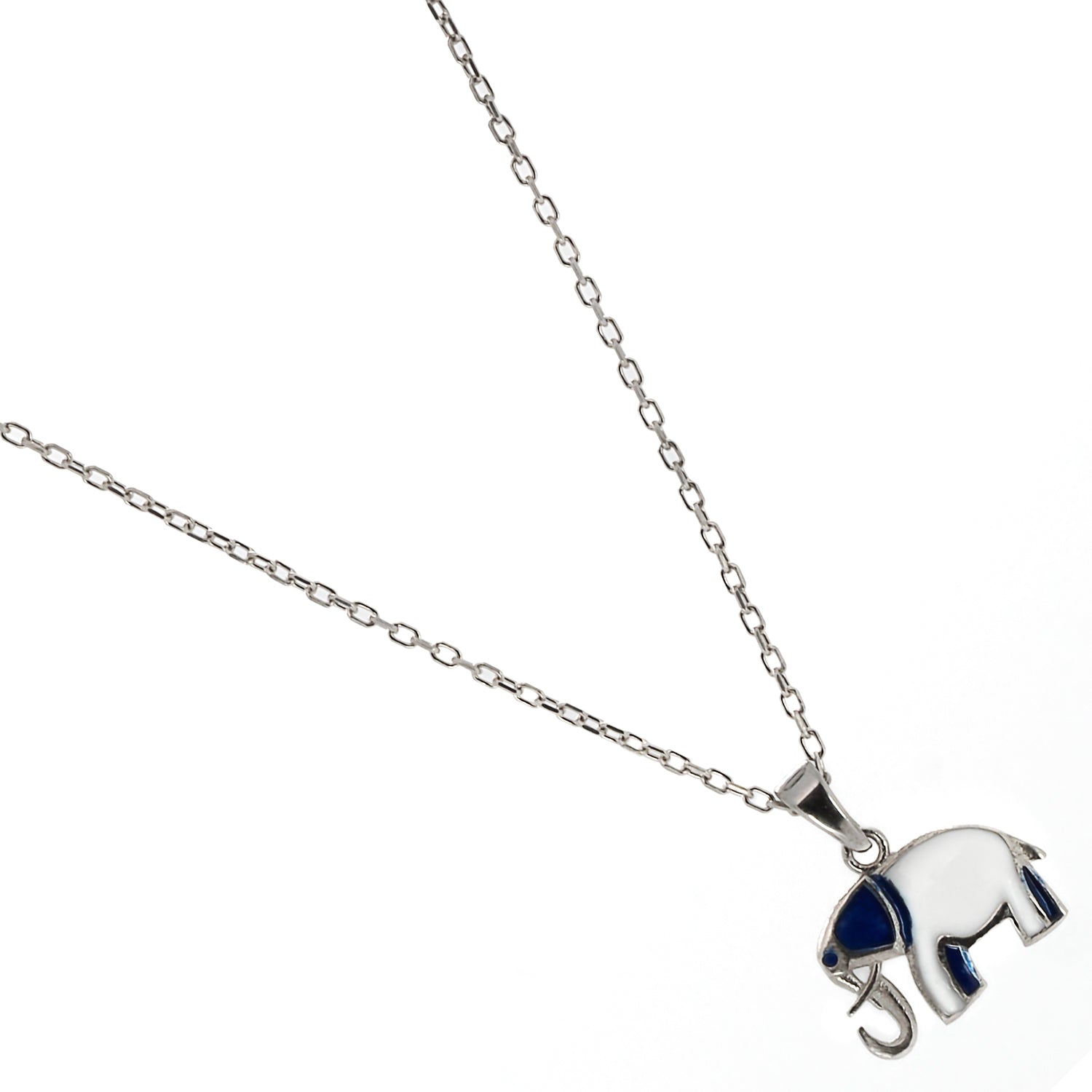 Sterling Silver Blue Elephant Necklace, a meaningful accessory handcrafted with care and attention to detail.