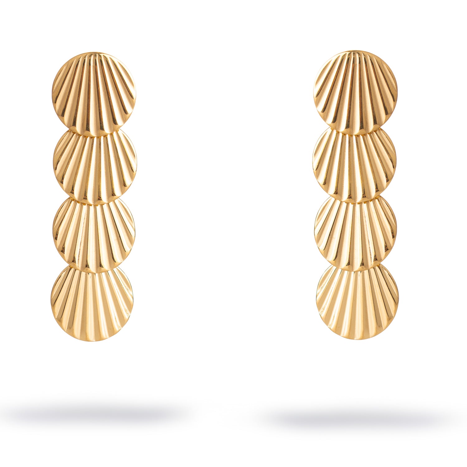 Gold seashell drop earrings for beach style with boho coastal charm