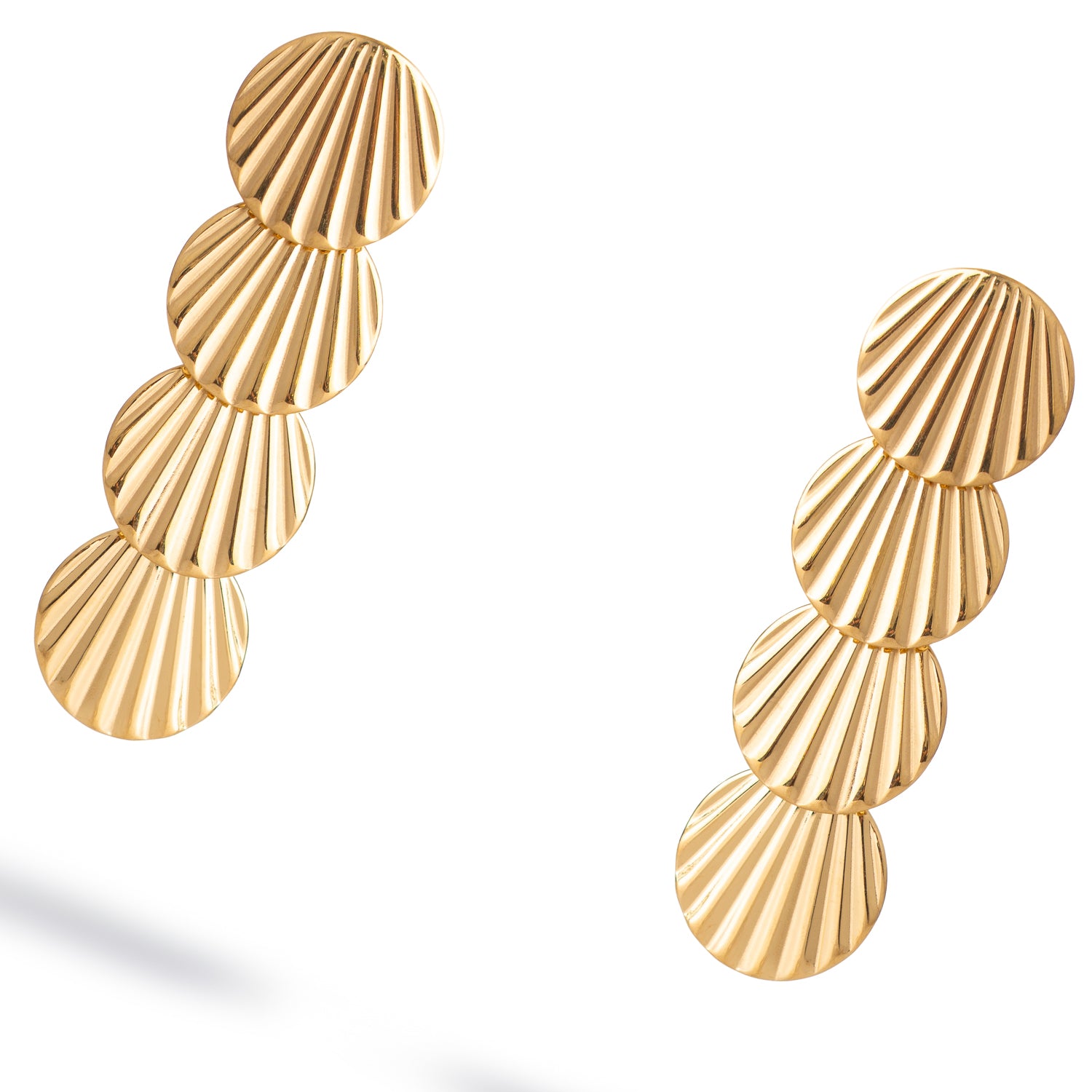 Triple gold seashell dangle earrings perfect for summer outfits