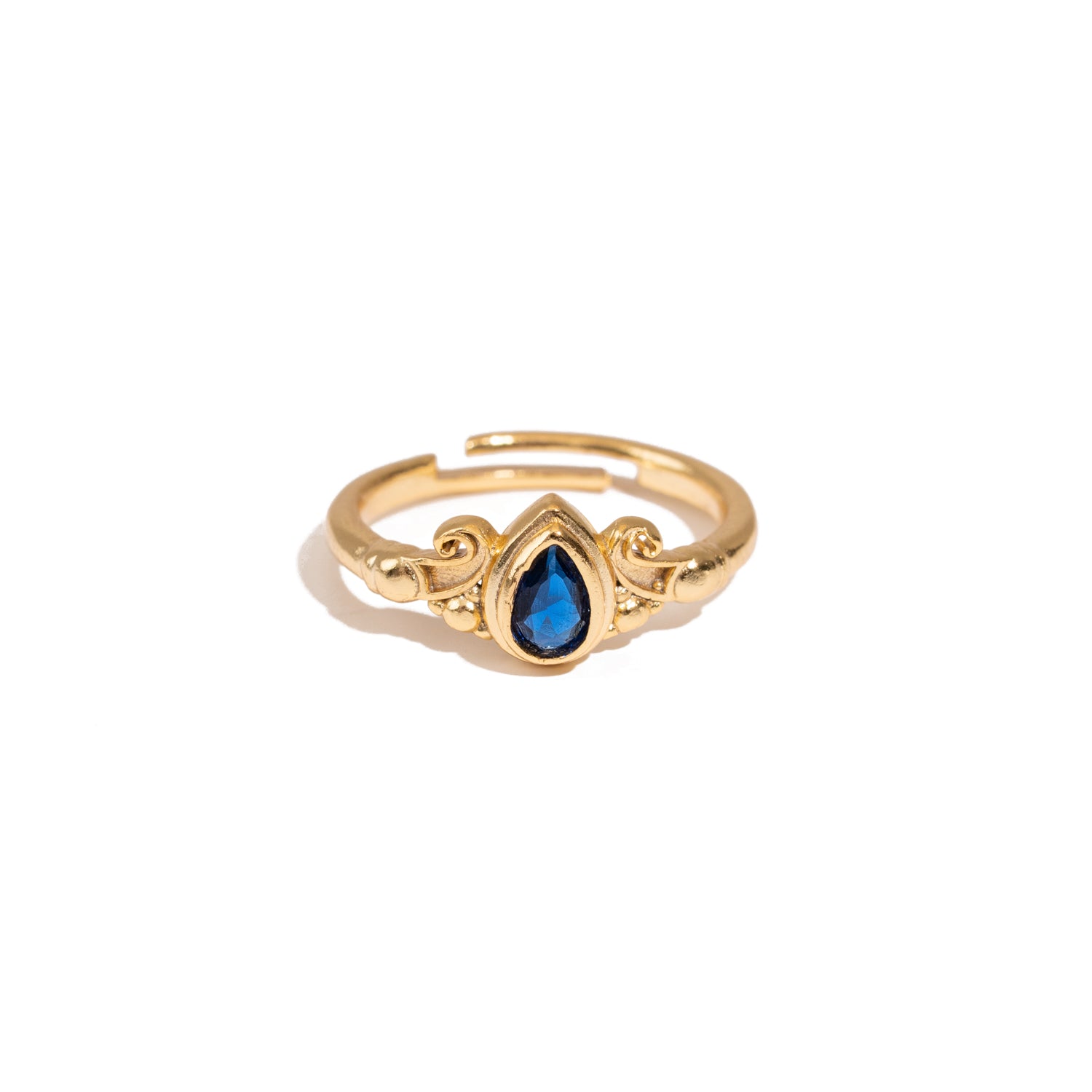 Teardrop Sapphire Gemstone Gold Ring