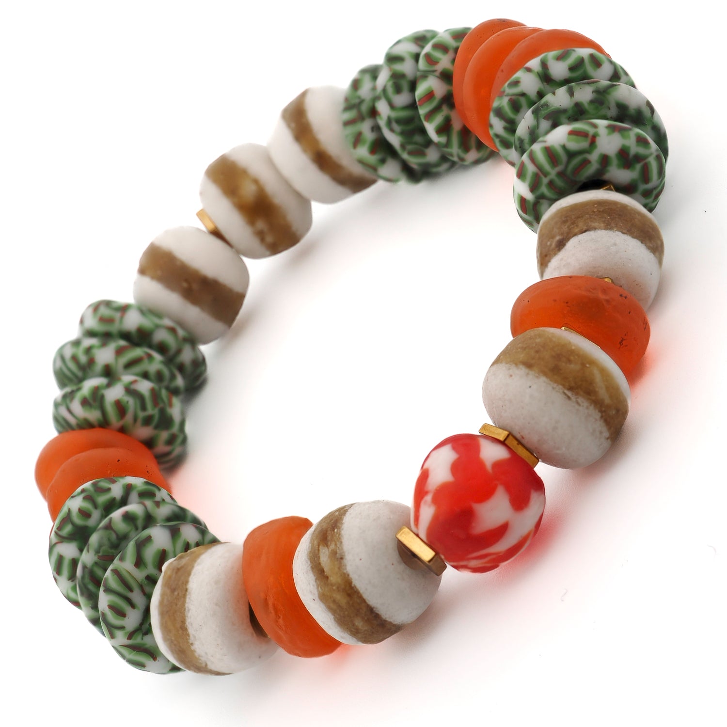 Vibrant handmade bracelet with natural tones and spiritual energy symbolism.

