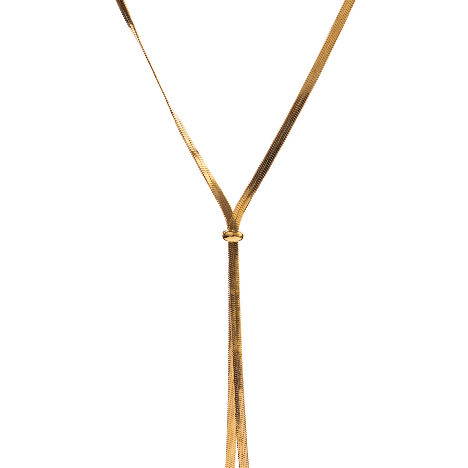 Gold-plated chain necklace with movable slider for custom length