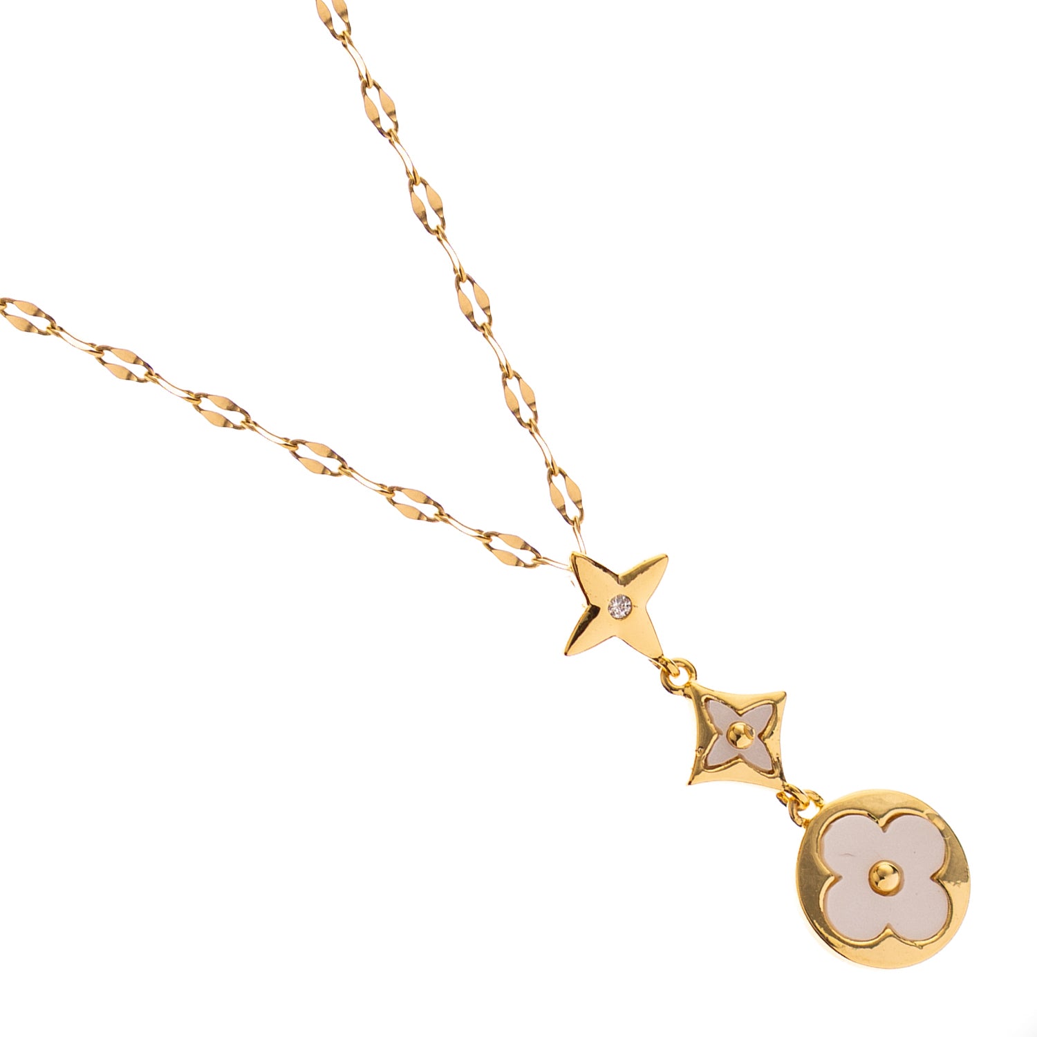 Stellar Blossom Necklace with symbolic trio of charms