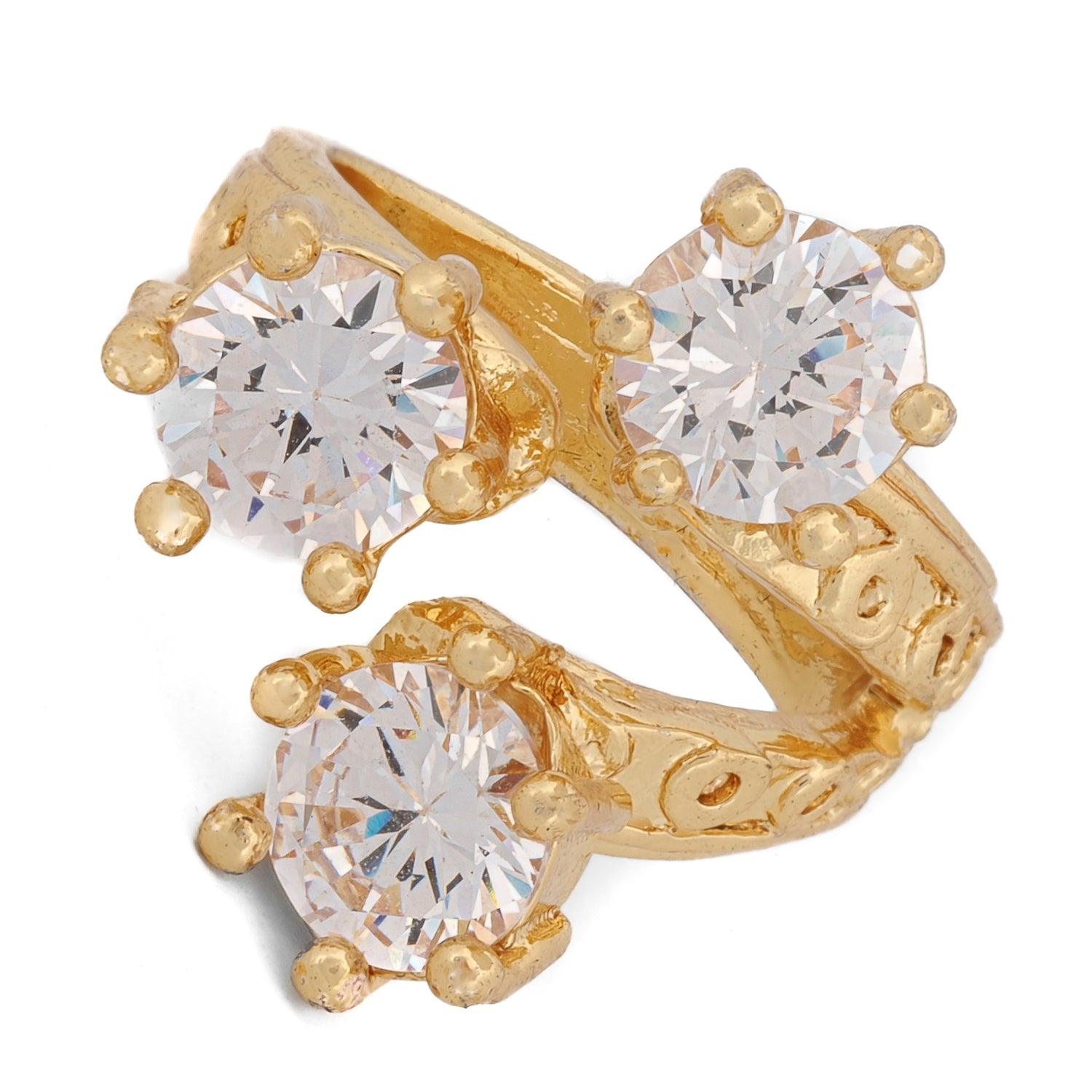 Triple Shine Goddess Diamond Gold Ring