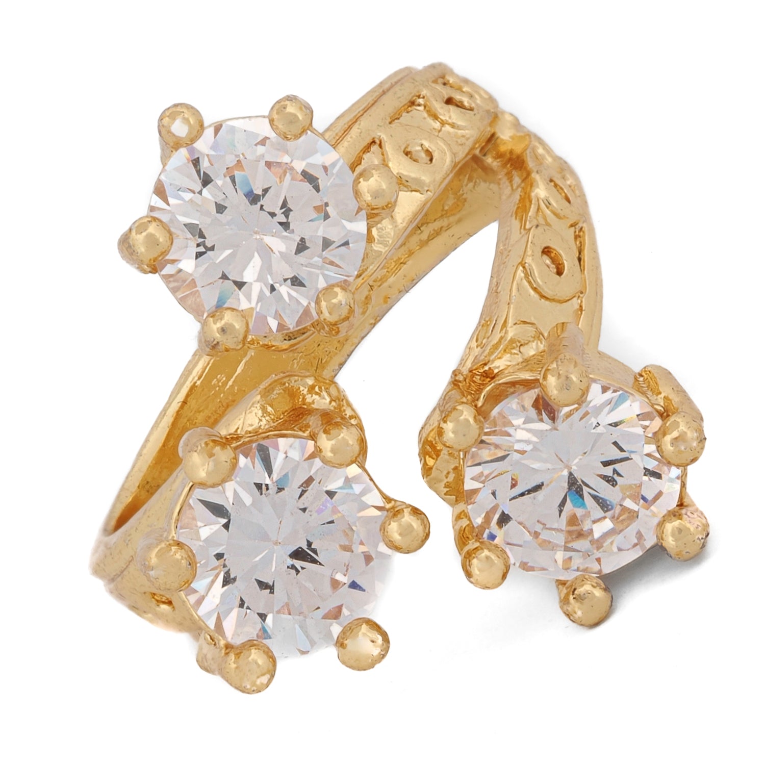 Triple Shine Goddess Diamond Gold Ring