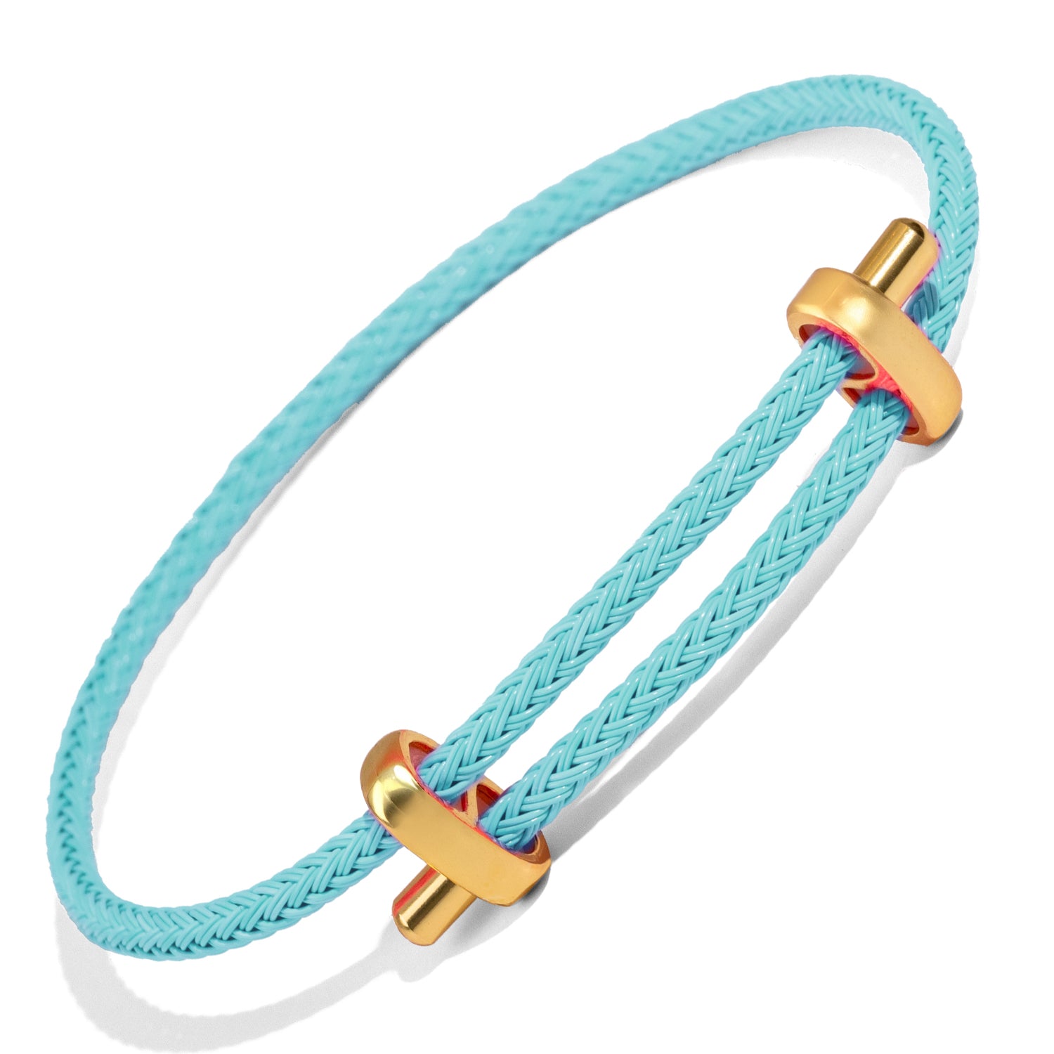 Turquoise braided rope bracelet with sleek gold-plated details