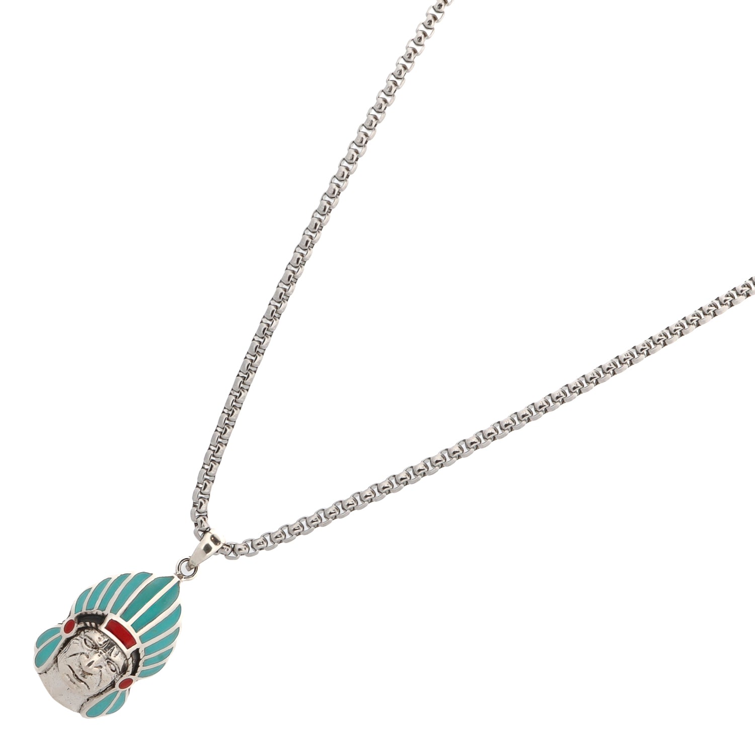 Turquoise Warrior Chief Pendant Necklace