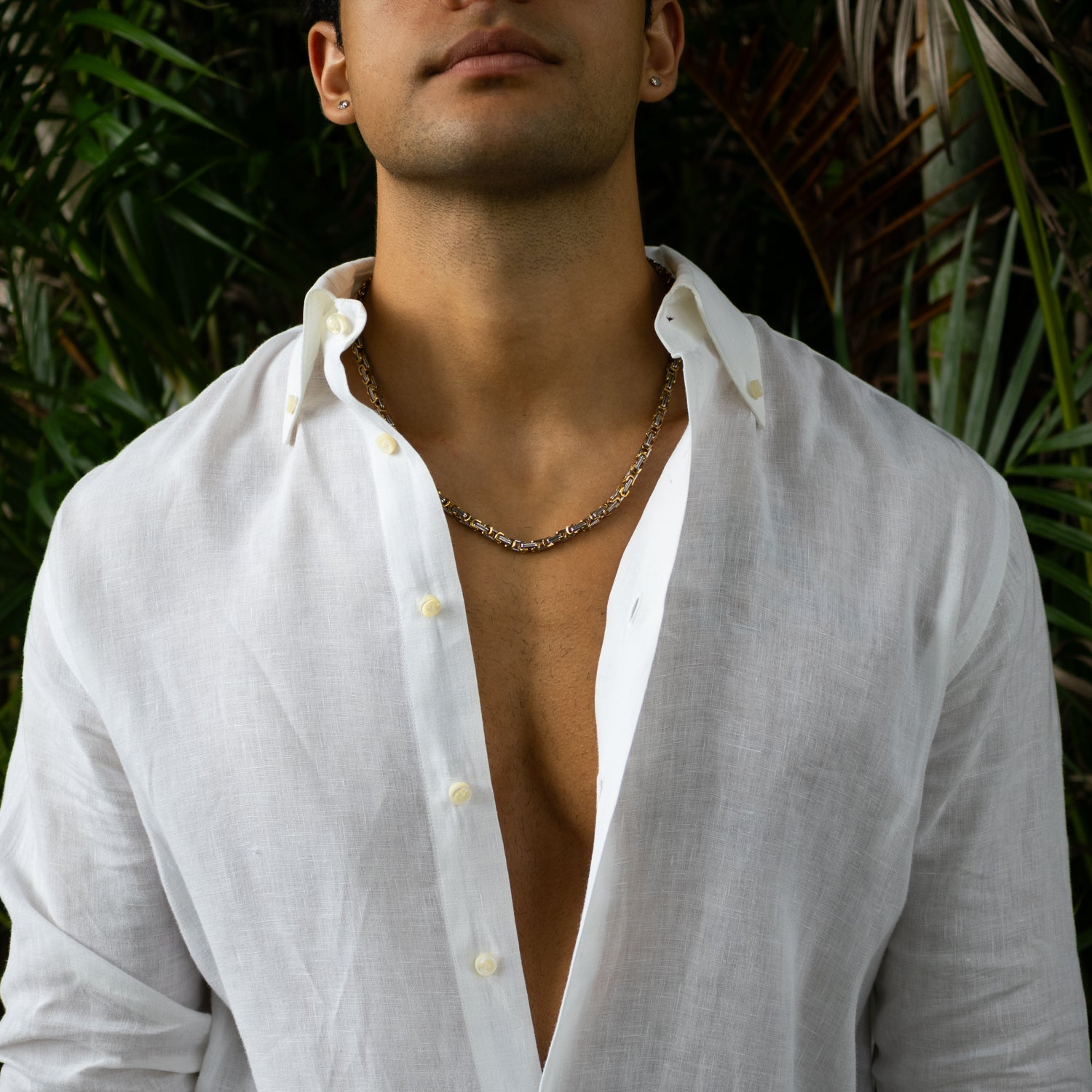 Two Color Design Bold Chain Men&#39;s Necklace