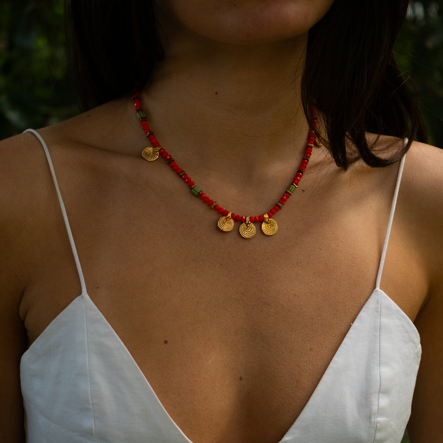 Vibrant Energy Gold Spiral Charm Choker Necklace