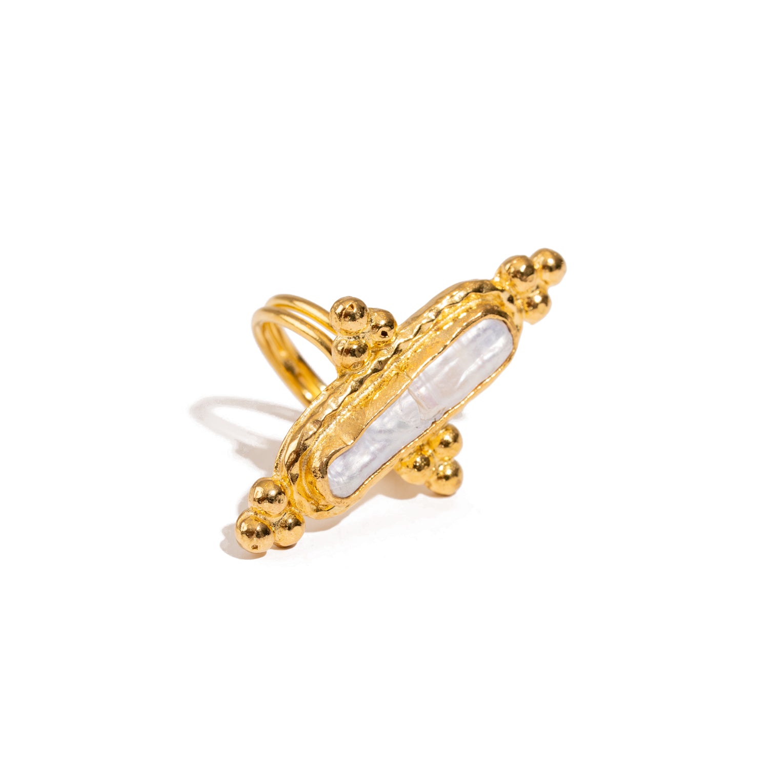 Vintage Pearl Gold Statement Adjustable Ring