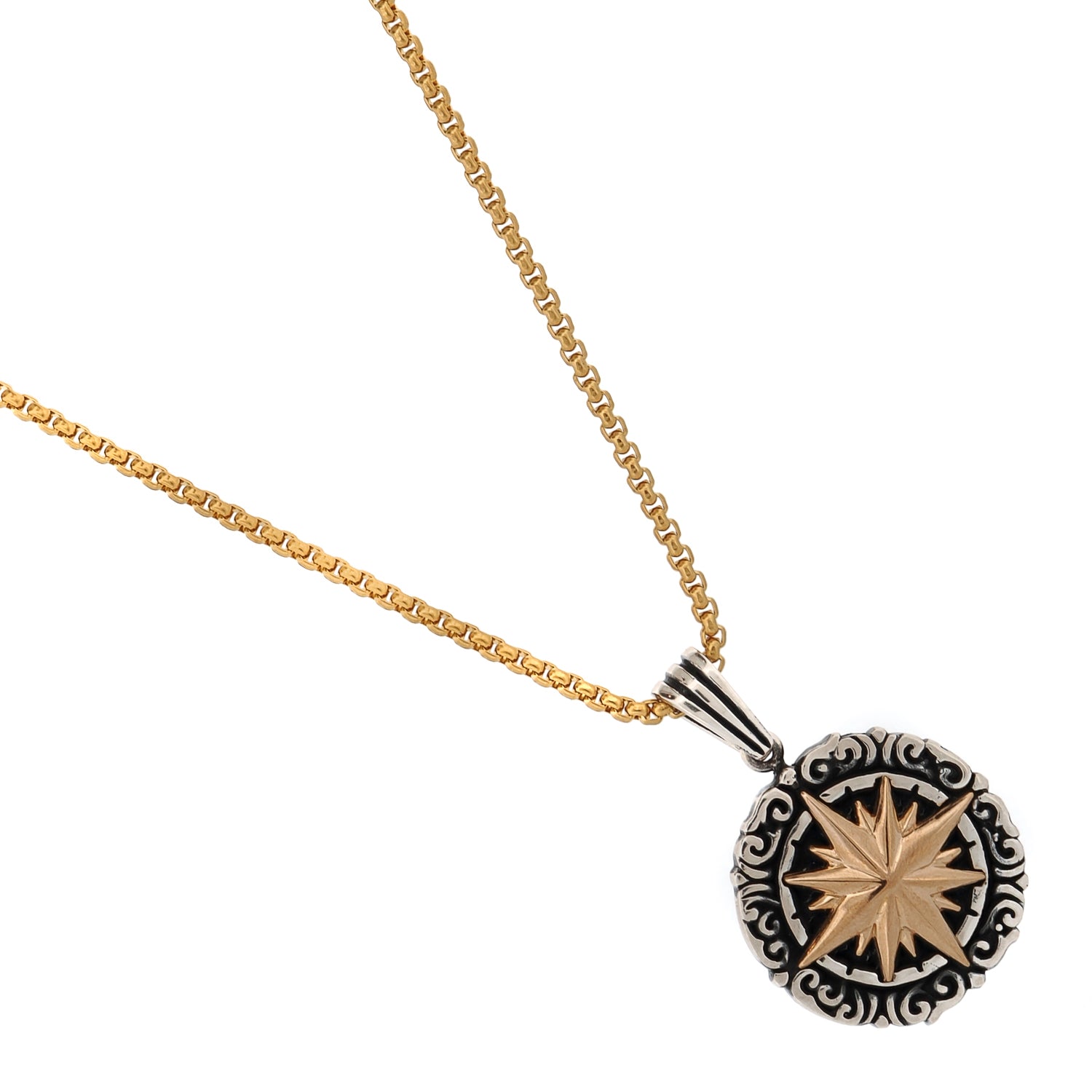 Wanderer Compass Pendant Necklace for Men