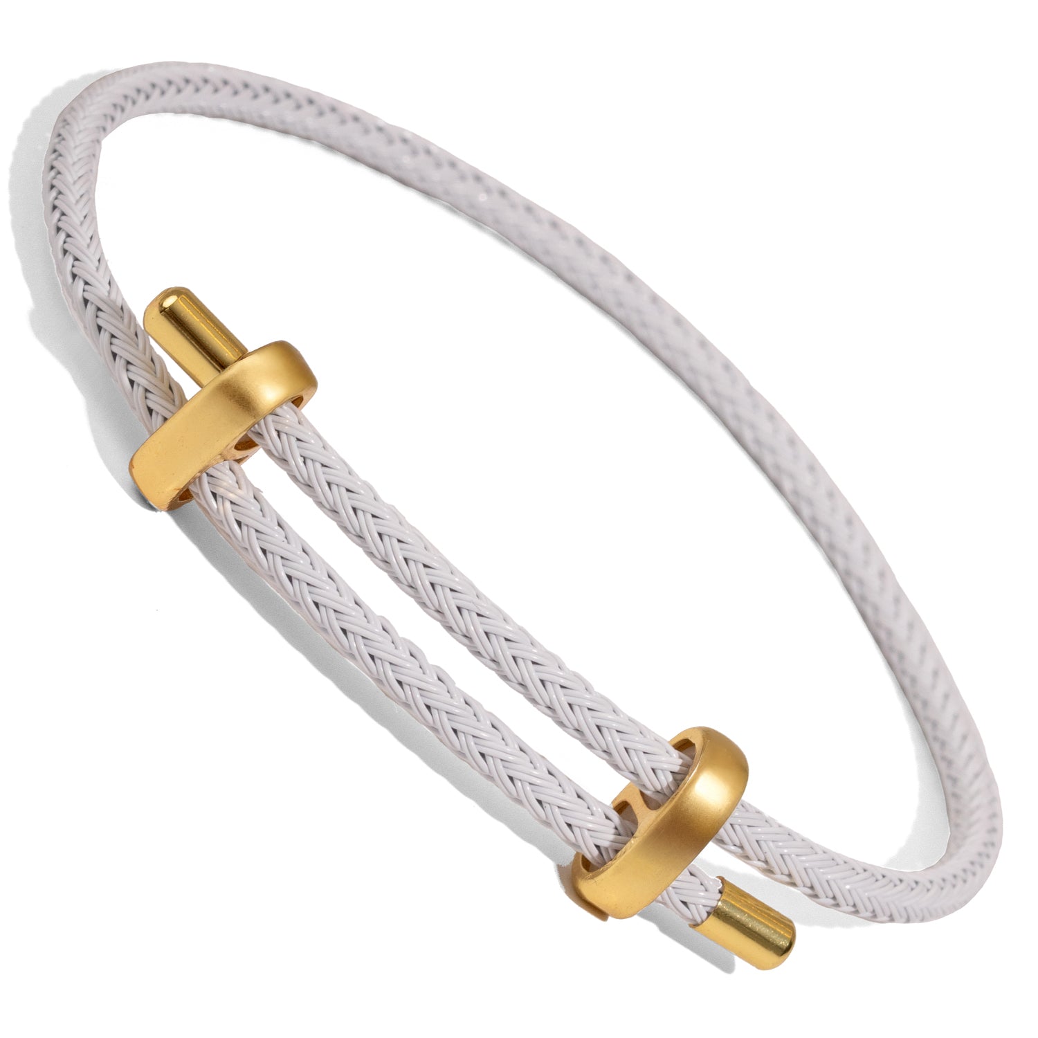 Sleek white rope bracelet with elegant gold touches