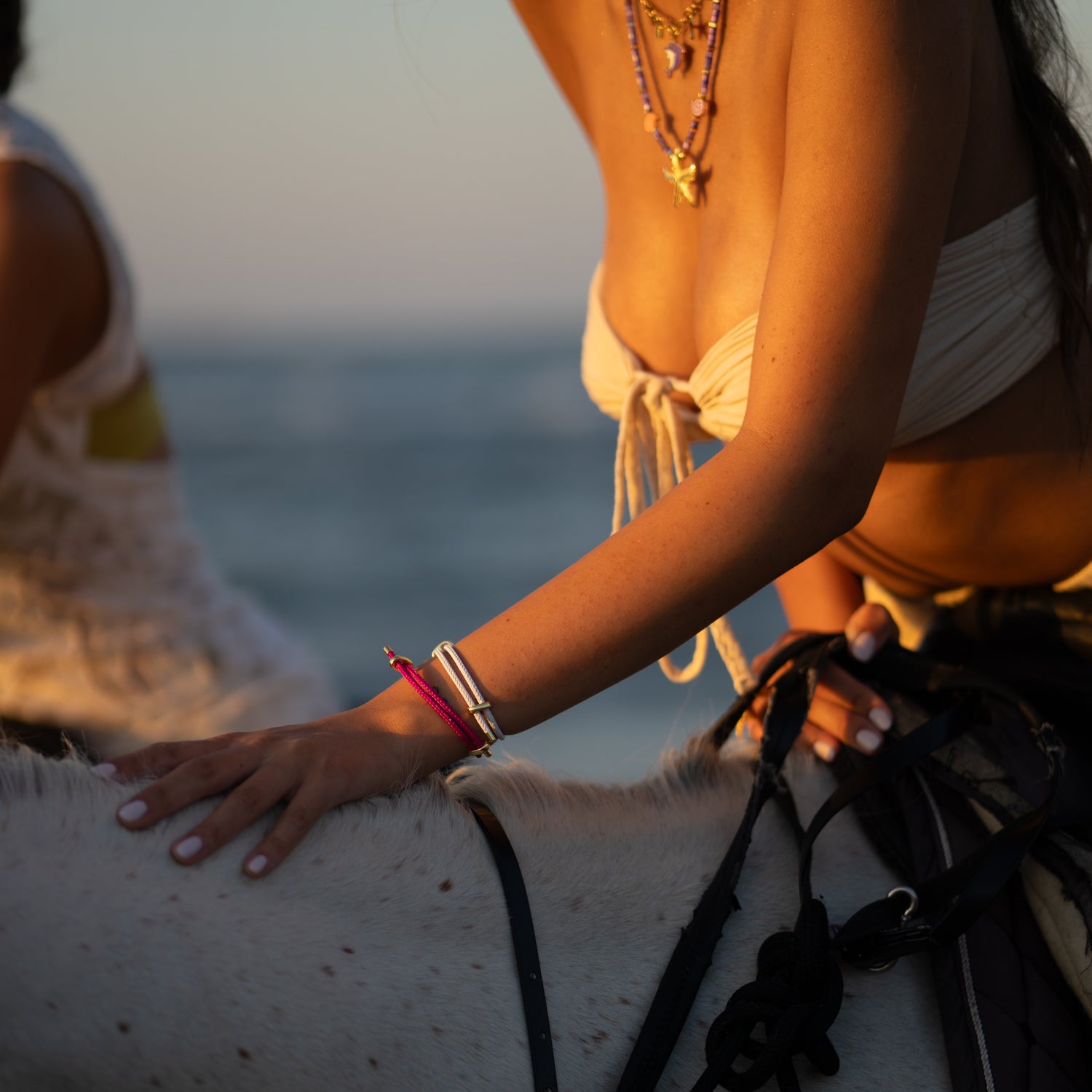 Modern white and gold rope bracelet for men and women
