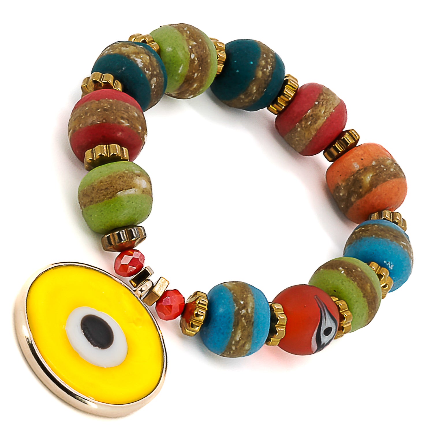 Explore the cheerful and adventurous spirit of the Yellow Evil Eye Carpe Diem Bracelet, designed to seize the day and embrace positivity.