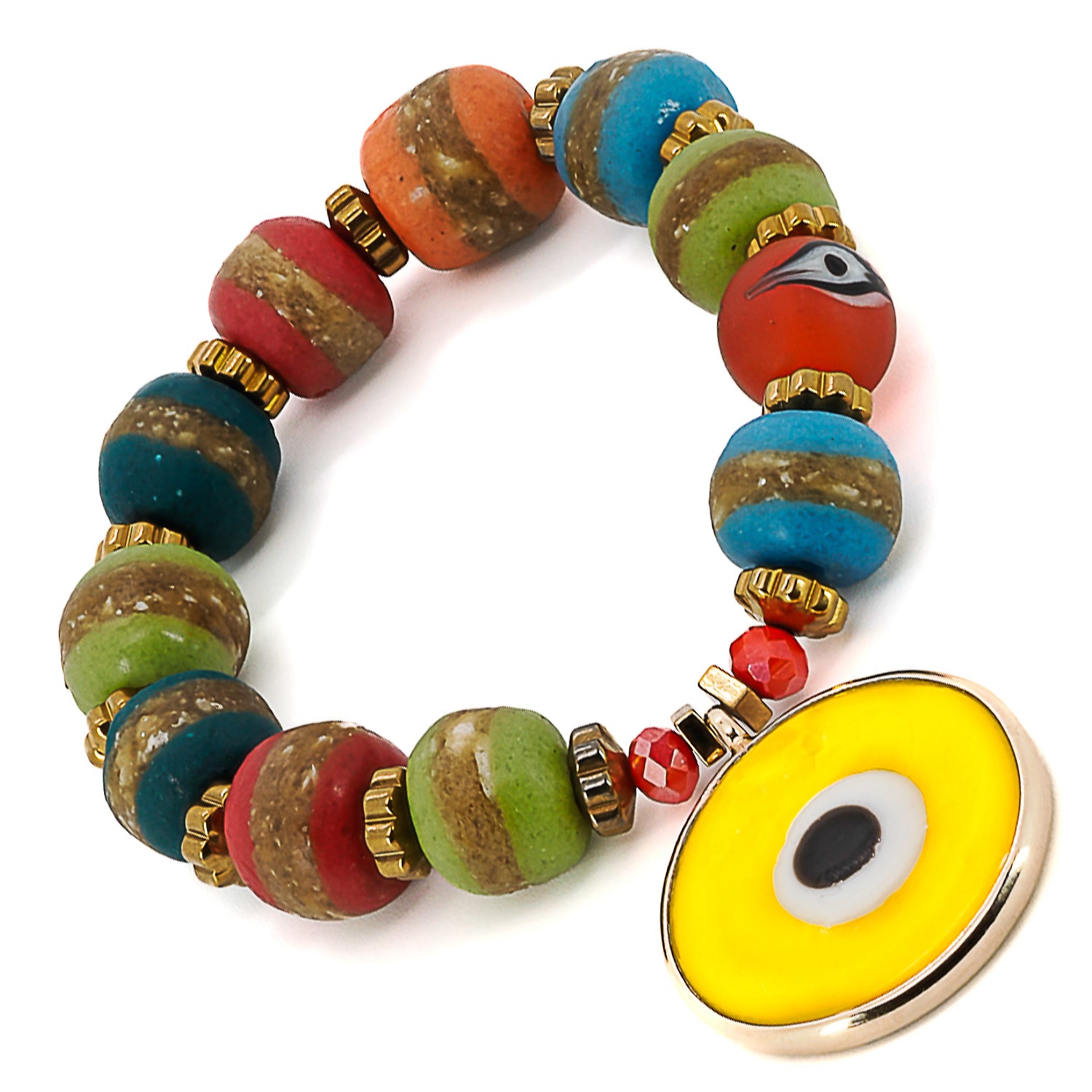 The Yellow Evil Eye Carpe Diem Bracelet combines vibrant colors and symbolic meaning, making it a unique and meaningful accessory.