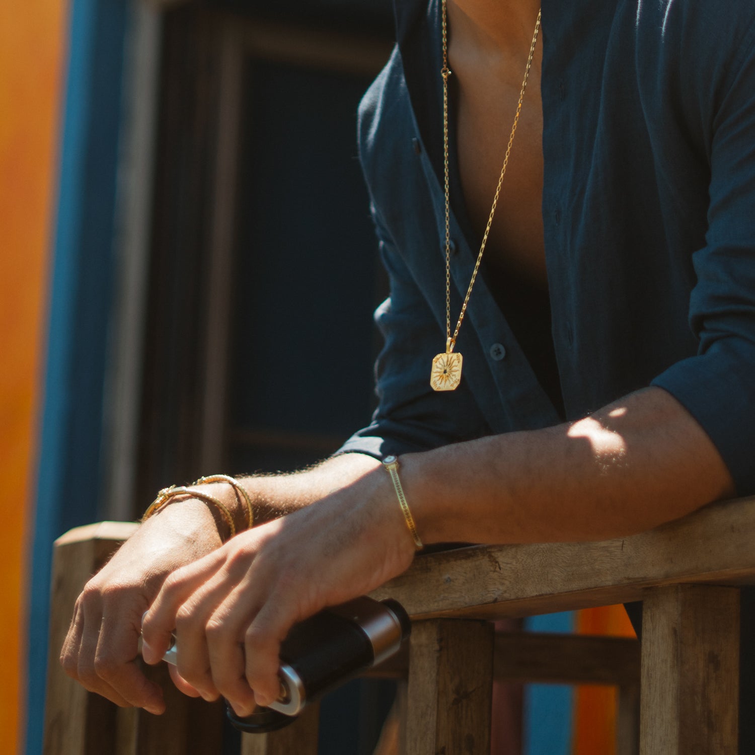 You Are The Sun Engraved Gold Pendant Unisex Necklace
