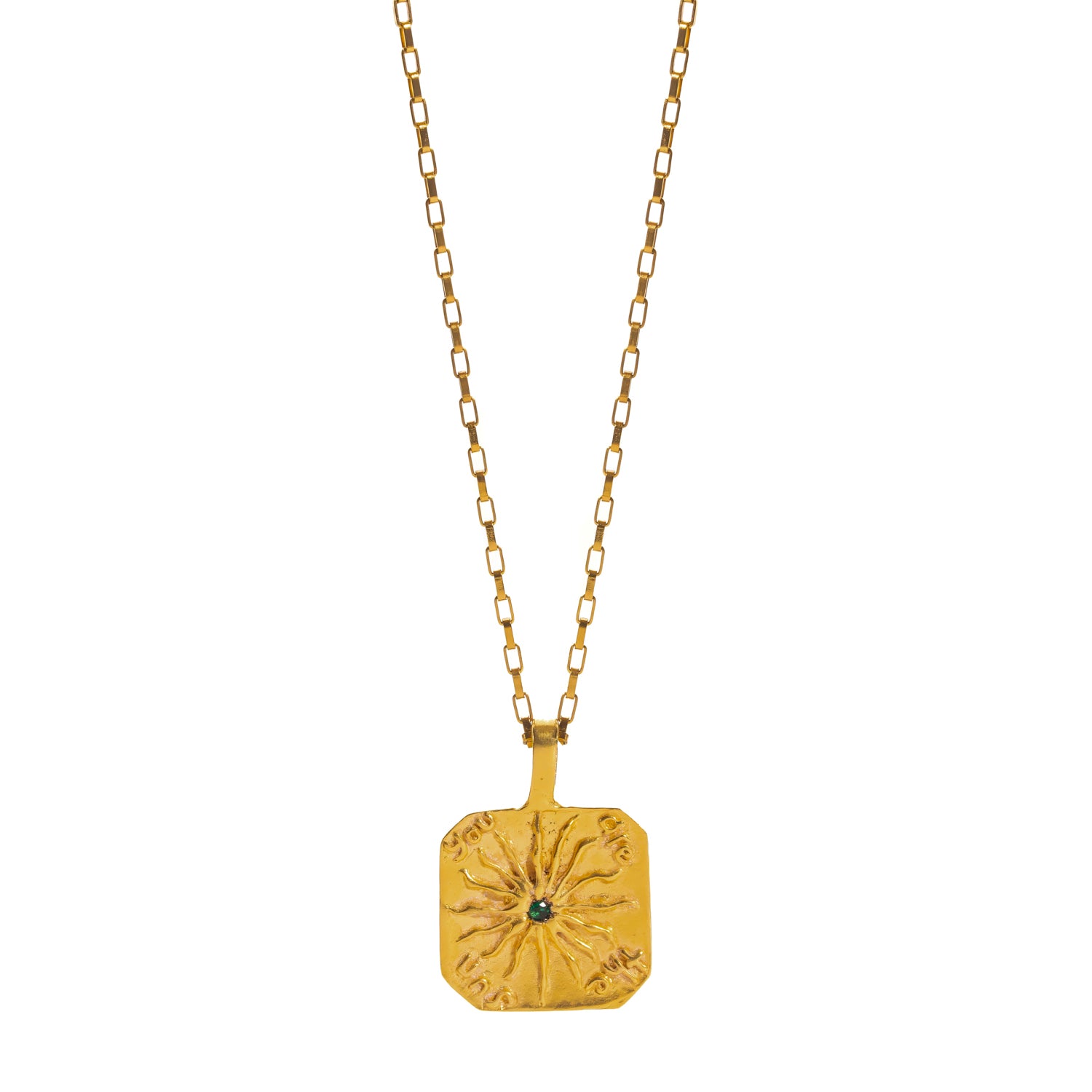 You Are The Sun Engraved Gold Pendant Unisex Necklace