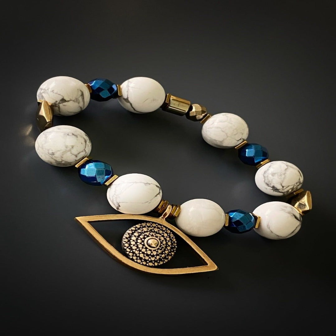 Blue Hematite and Howlite Bracelet for Peace of Mind