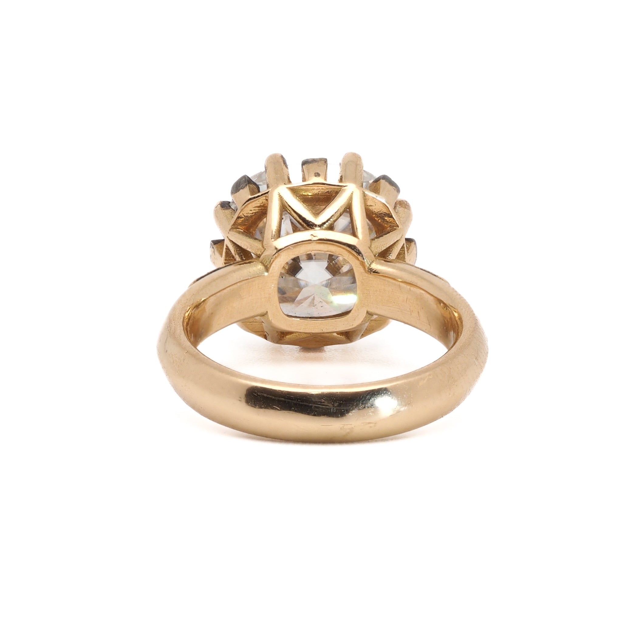 Handmade Fine Jewelry - 18k Gold Ring with a stunning 7ct Moissanite gemstone.