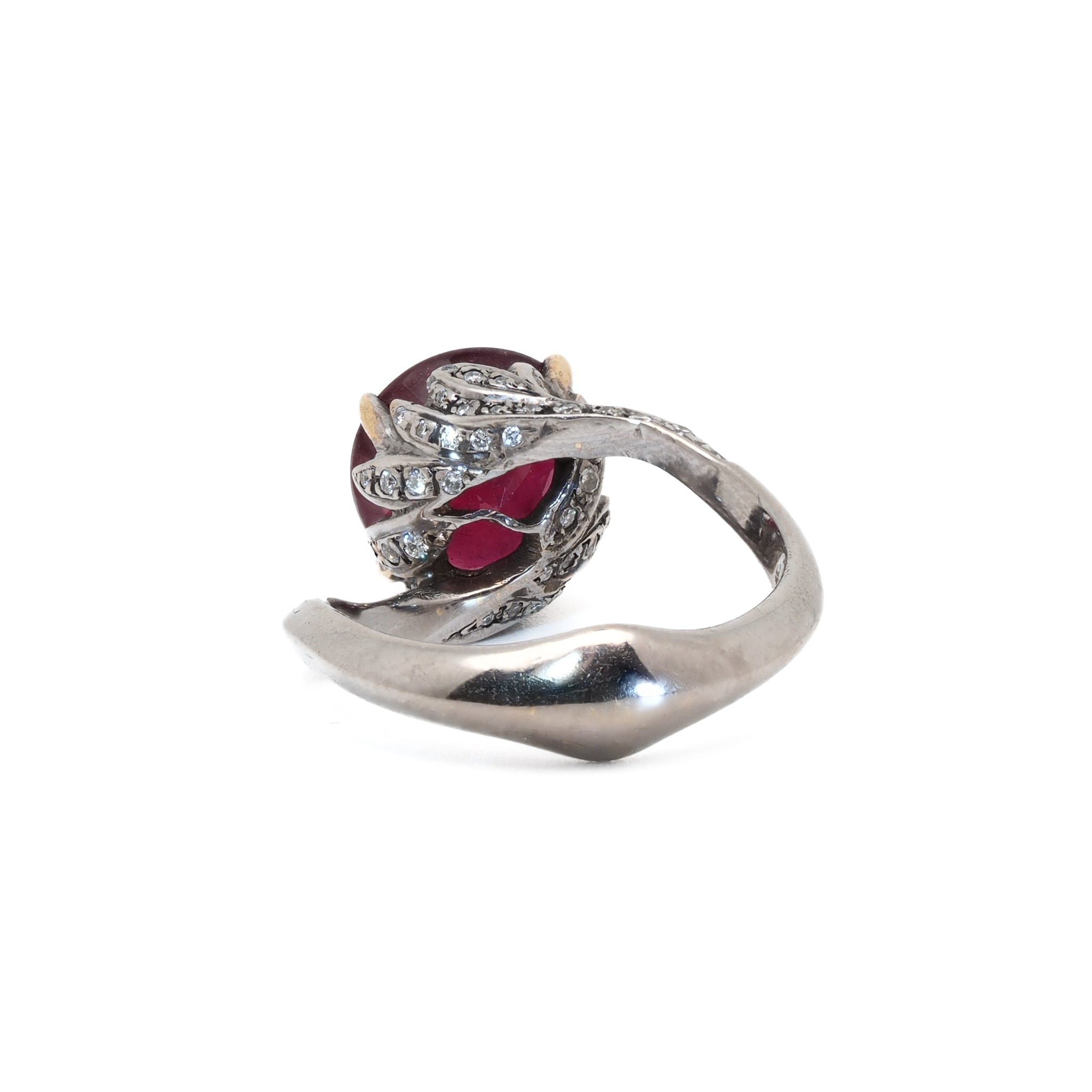 Ebru Jewelry Luxury Series - Unique Twisted Ruby Engagement Ring for a passionate symbol of love.