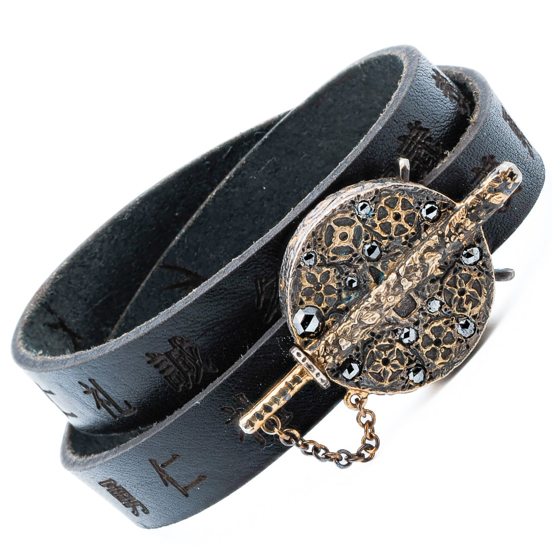 Eco-Friendly Fine Jewelry: Recycled Sterling Silver Bushido Leather Wrap Bracelet.