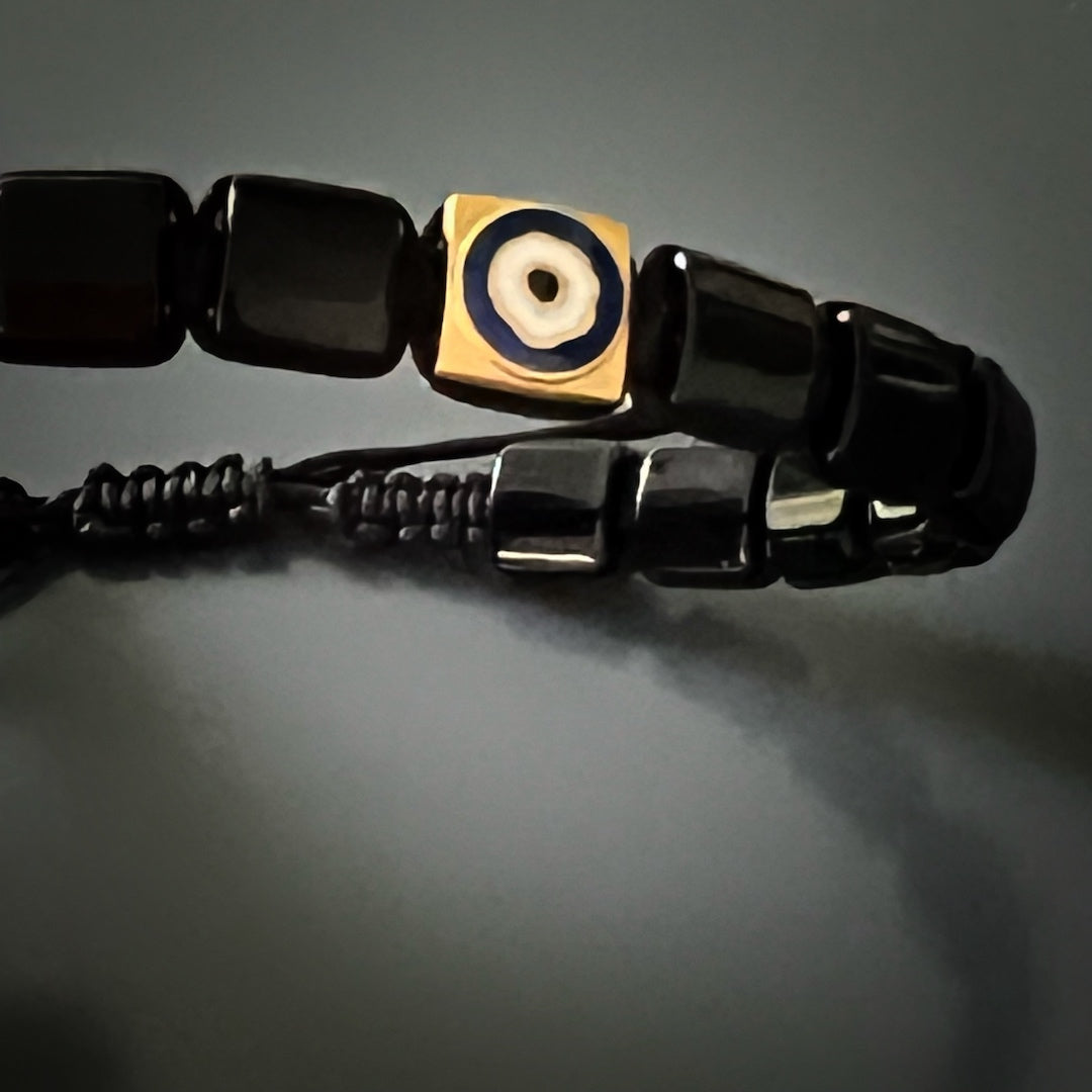 Handmade in the USA - Woven Black Energy Evil Eye Bracelet, crafted with love and care.