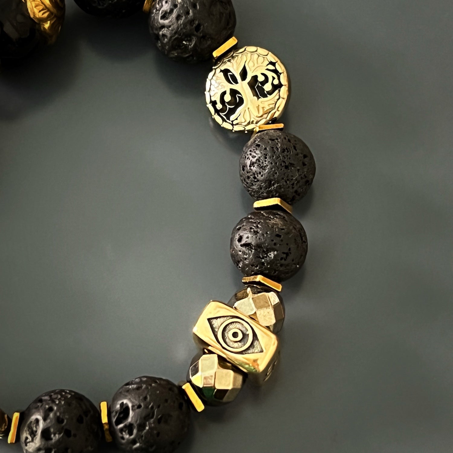 Handmade Black Nepal Talisman Bracelet with Evil Eye and Elephant Symbols